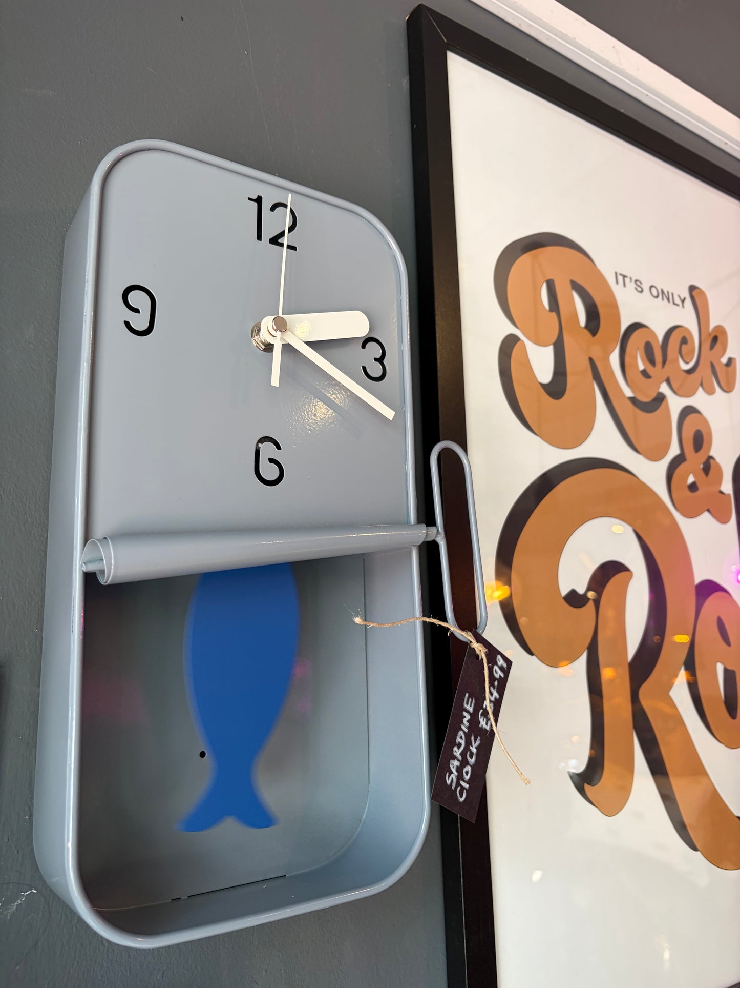 Grey Sardine Tin Pendulum Wall Clock