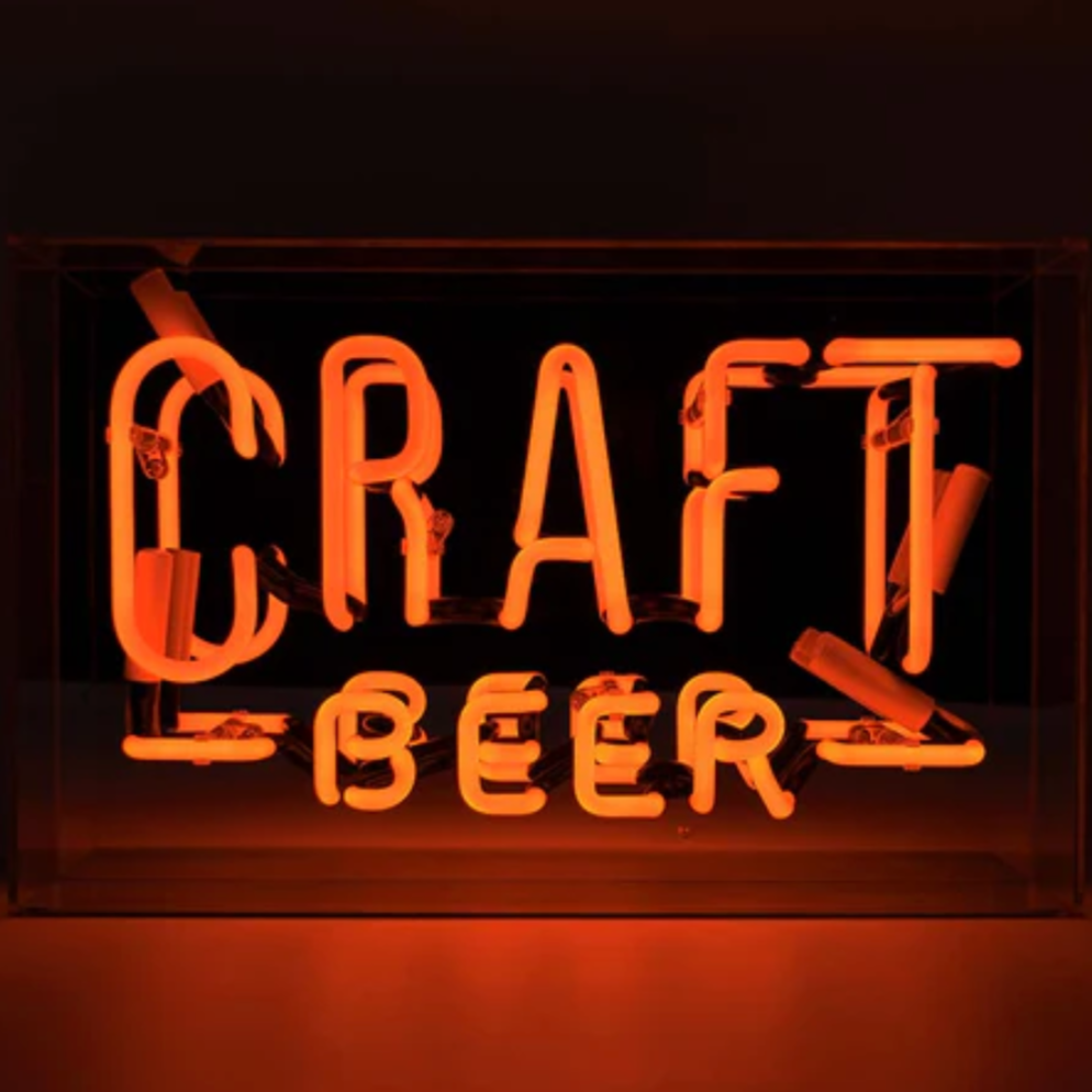 Orange 'CRAFT BEER' Acrylic Box Neon Light