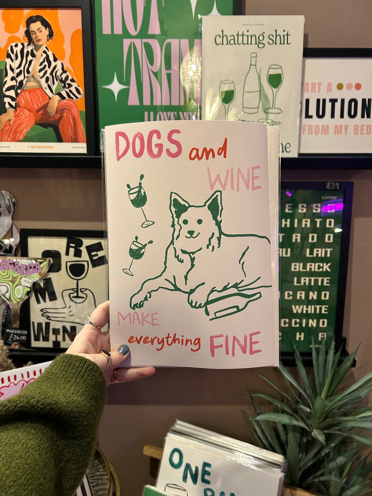 Dogs and Wine Make Everything Fine A4 Print