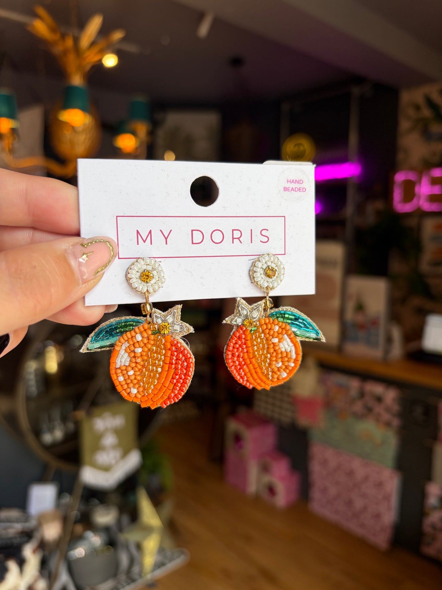 Orange Beaded Earrings