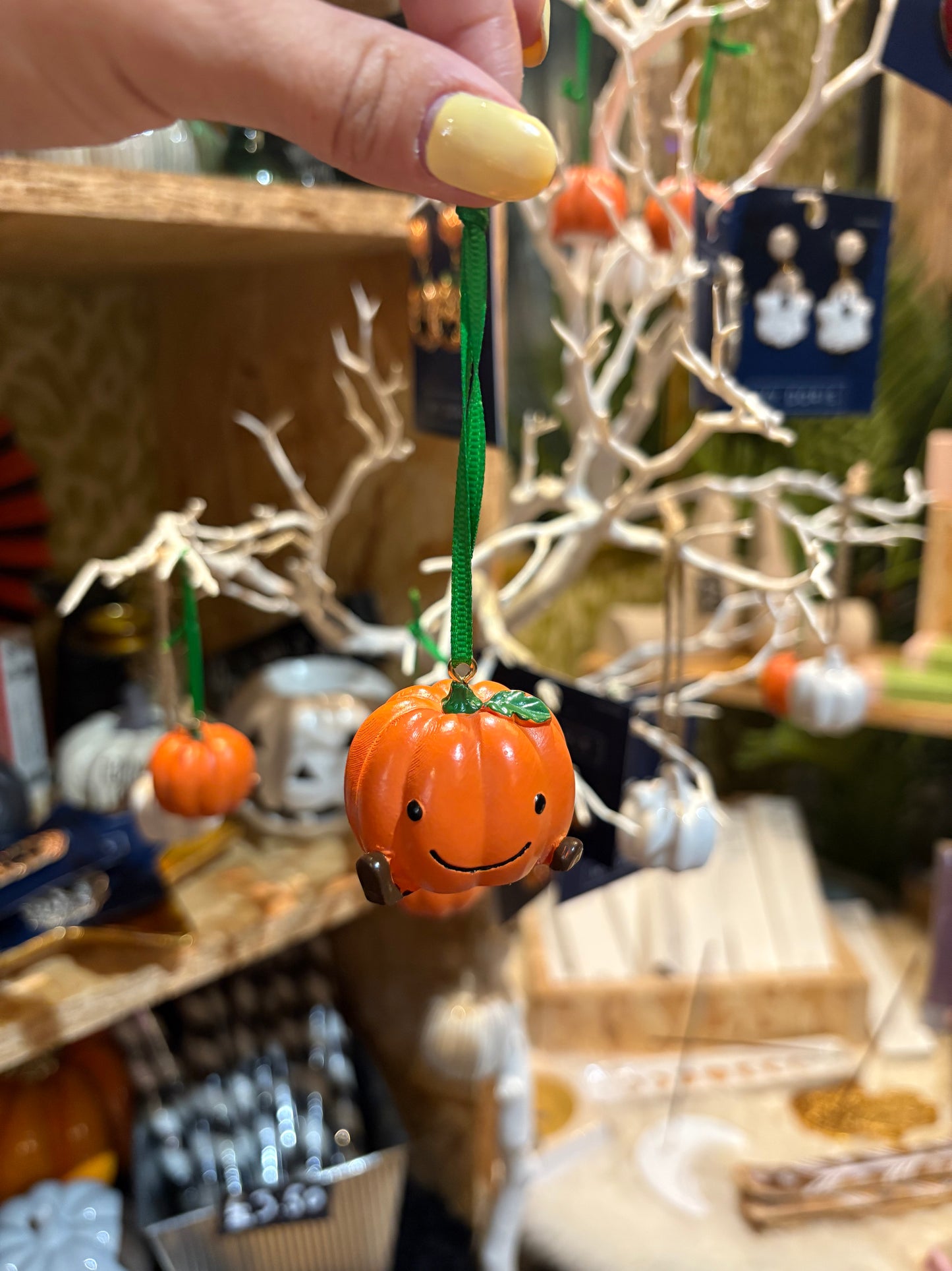 Mini Orange Hanging Ceramic Pumpkin Decoration