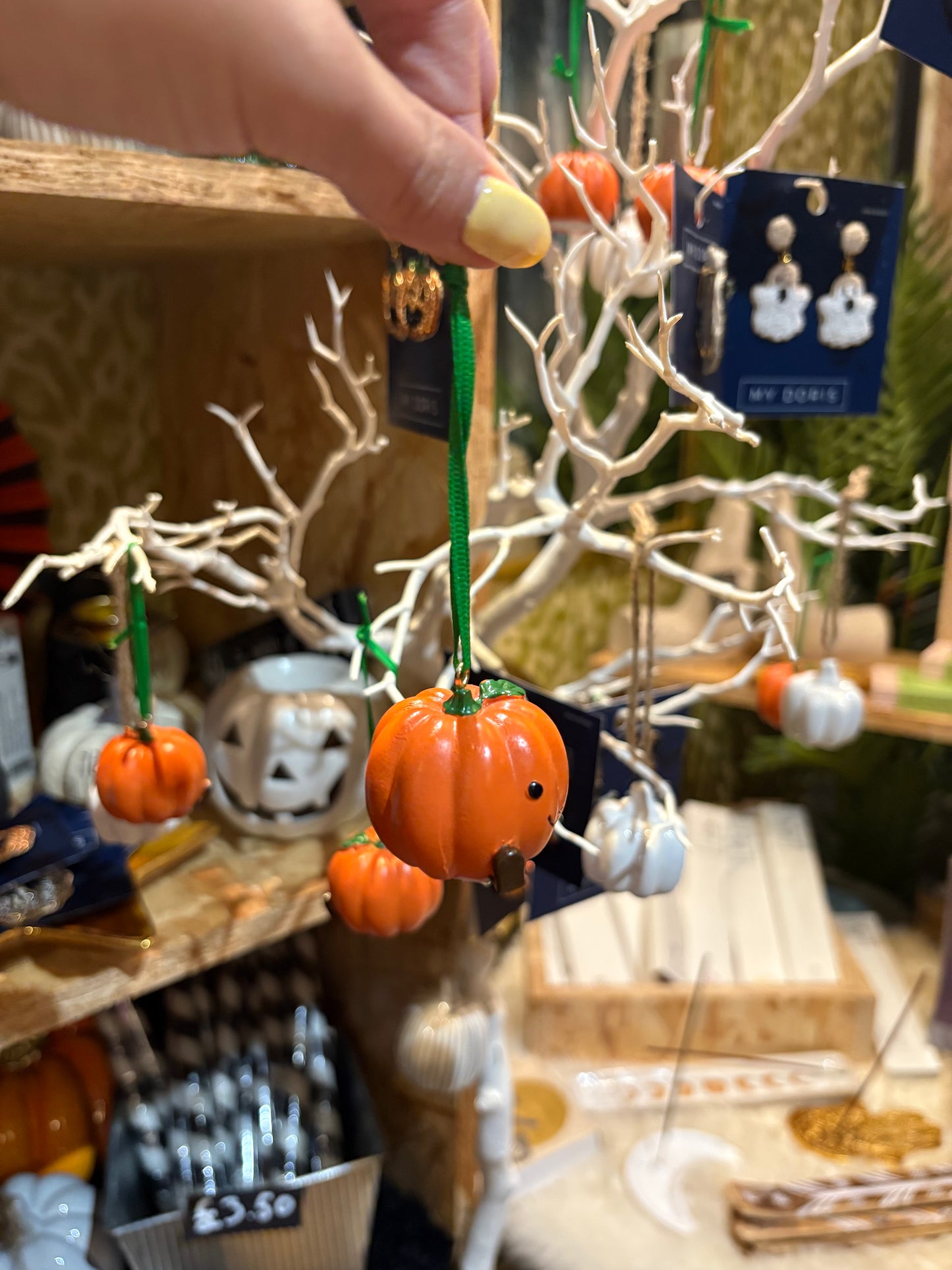 Mini Orange Hanging Ceramic Pumpkin Decoration