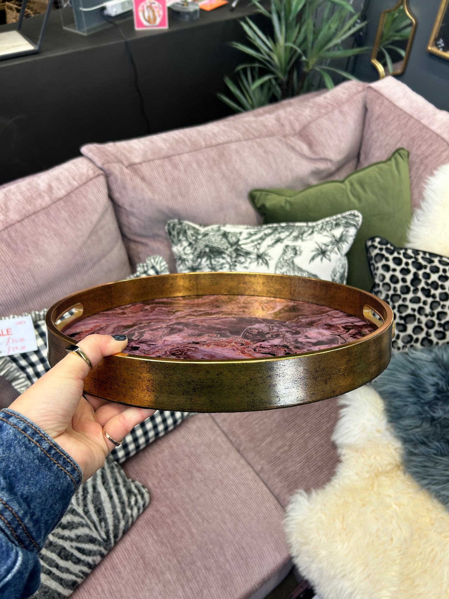 Pink Tone Marbled Tray