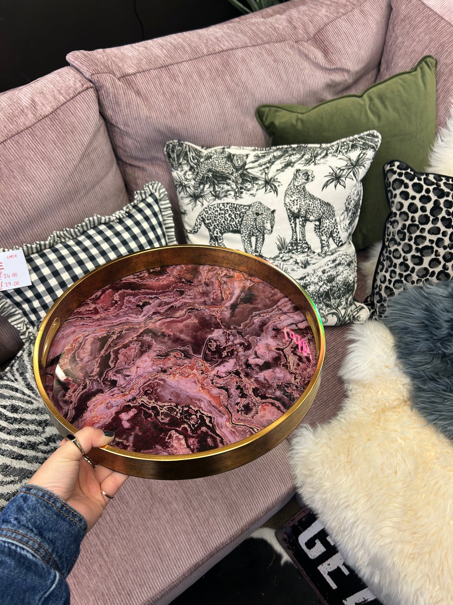 Pink Tone Marbled Tray