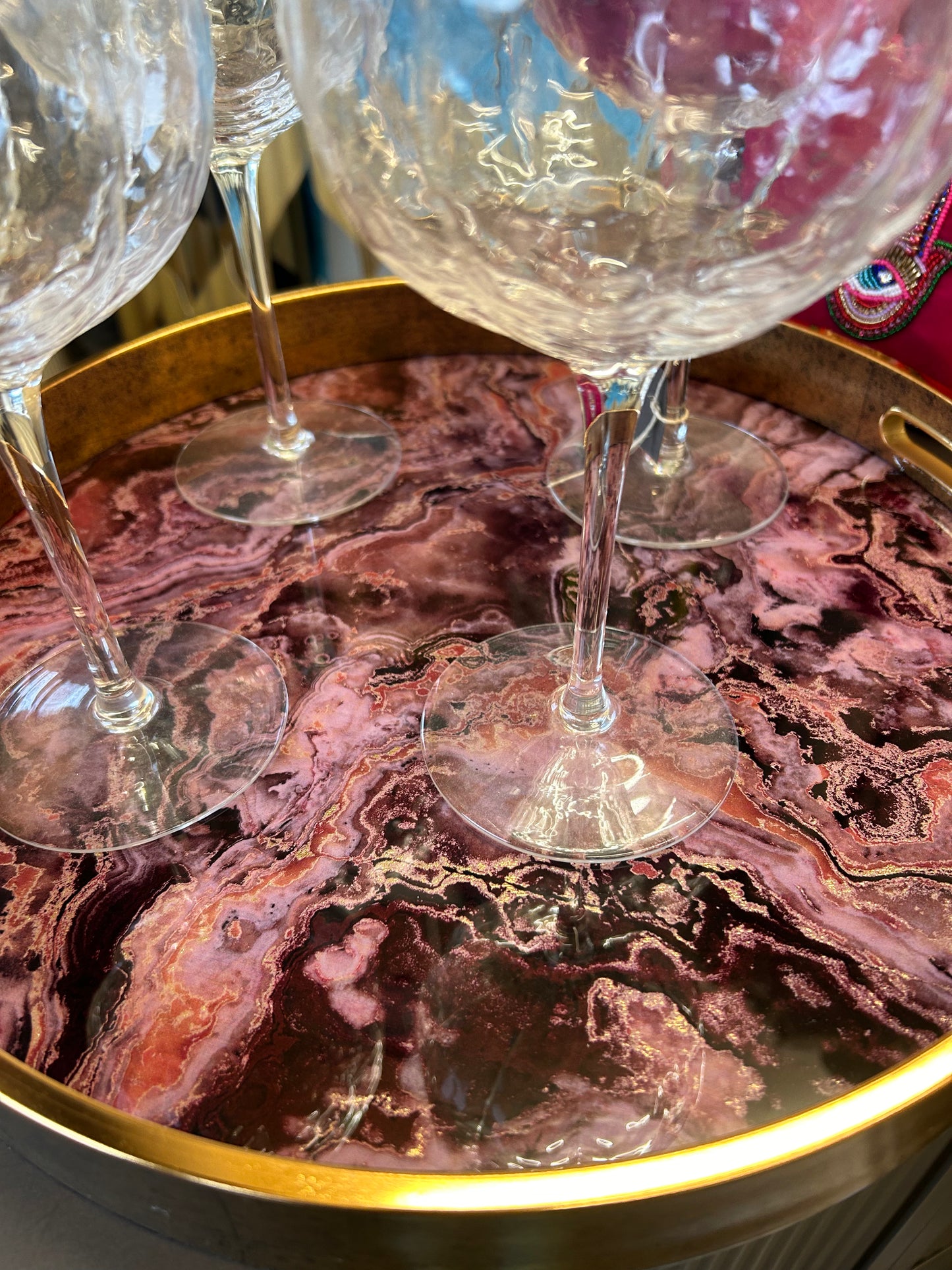 Pink Tone Marbled Tray