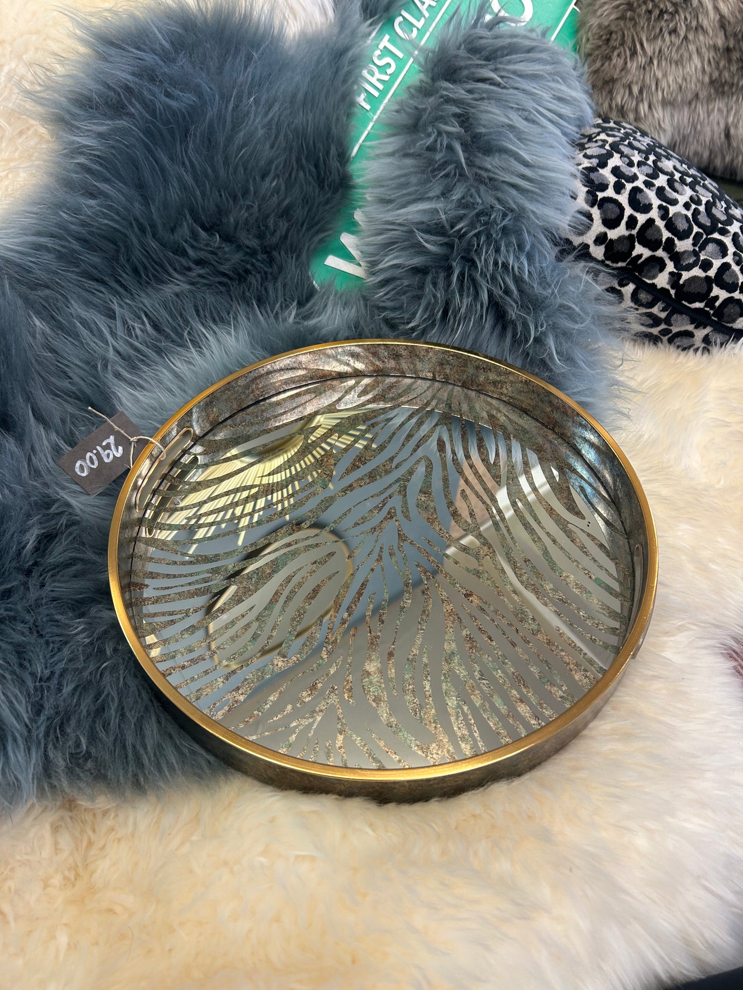 Round Zebra Pattern Tray
