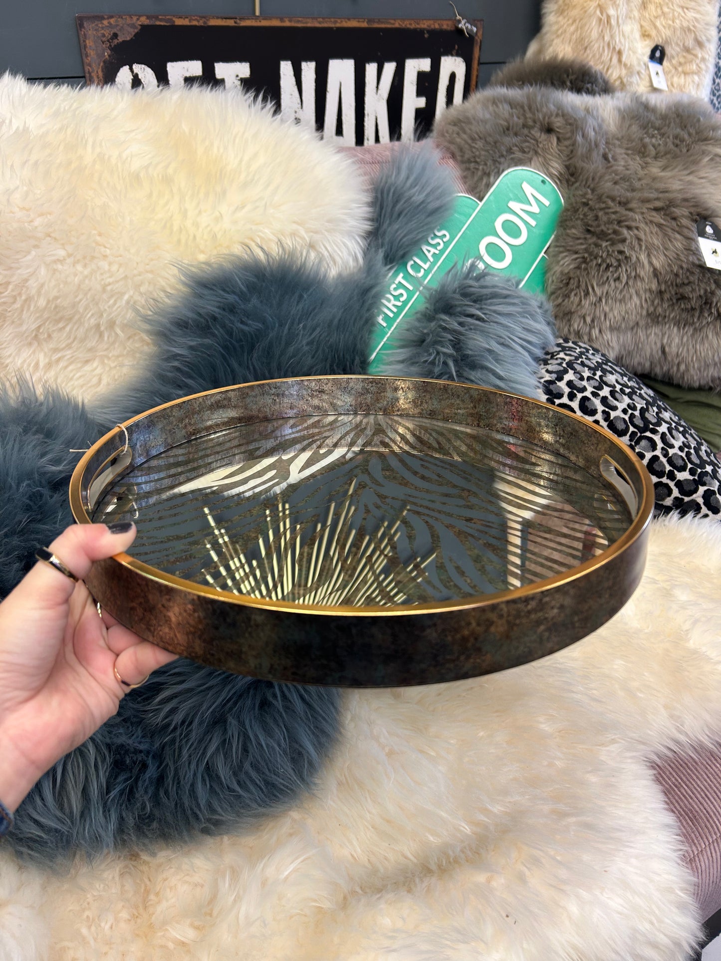 Round Zebra Pattern Tray