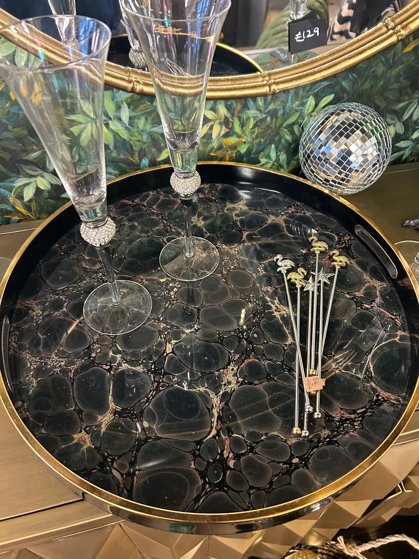 Dark Blue & Gold Mottled Effect Tray