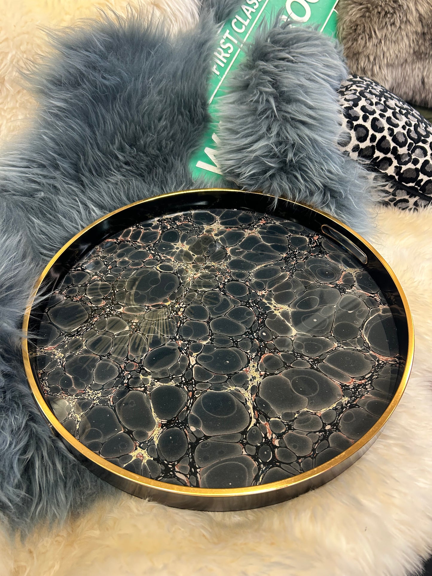 Dark Blue & Gold Mottled Effect Tray