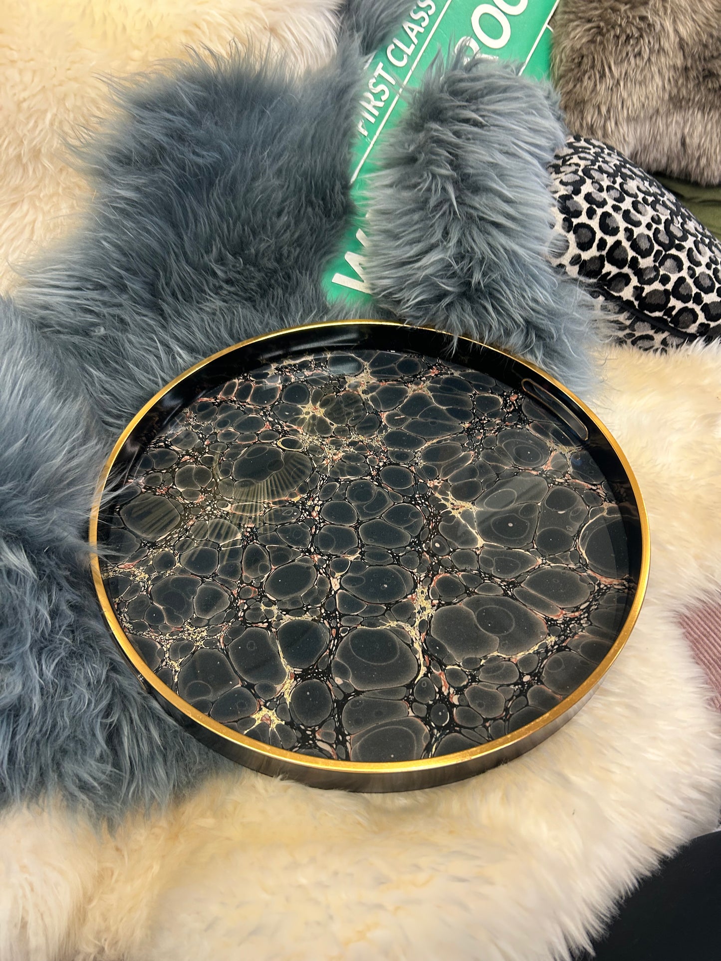 Dark Blue & Gold Mottled Effect Tray