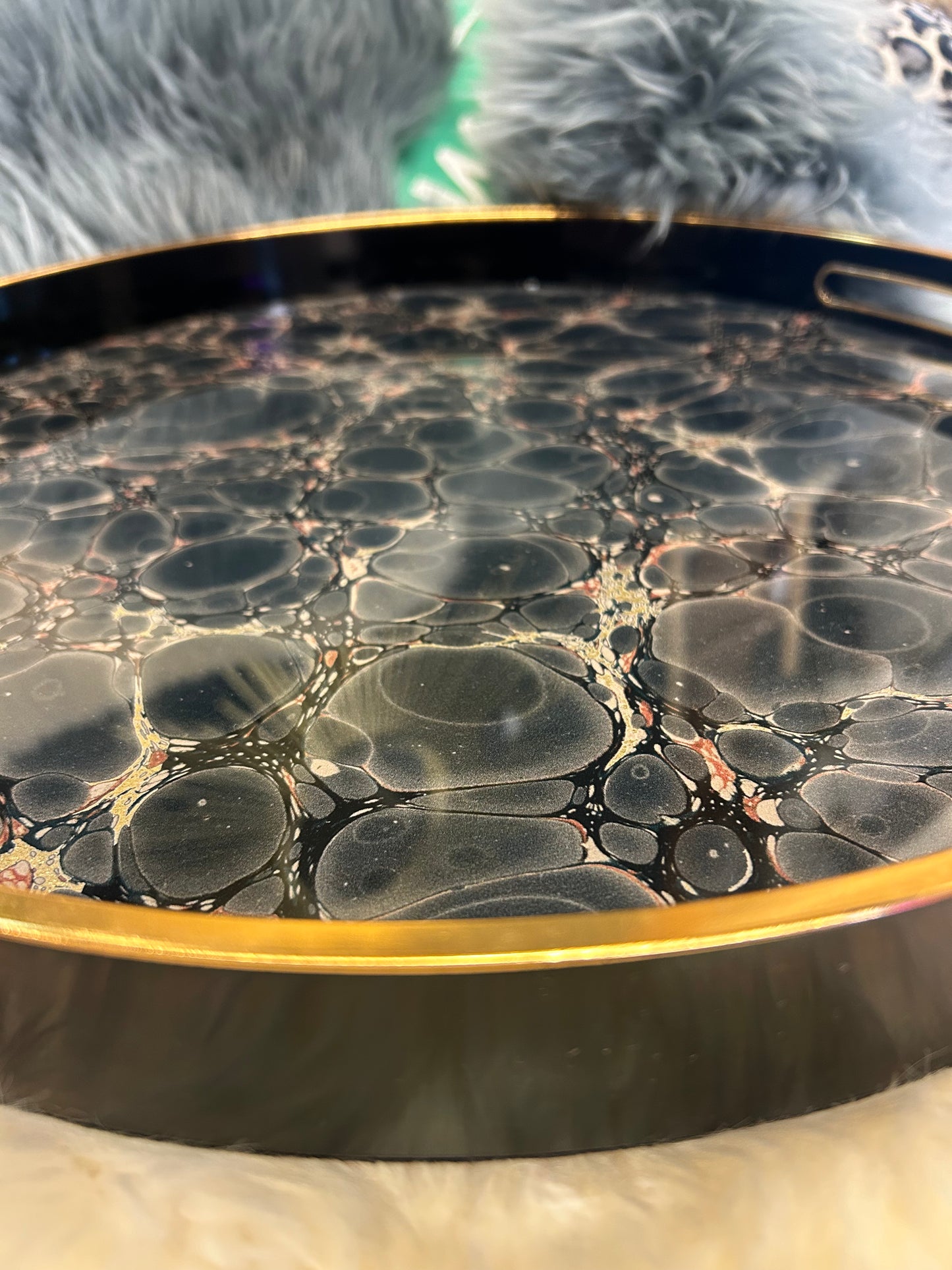 Dark Blue & Gold Mottled Effect Tray