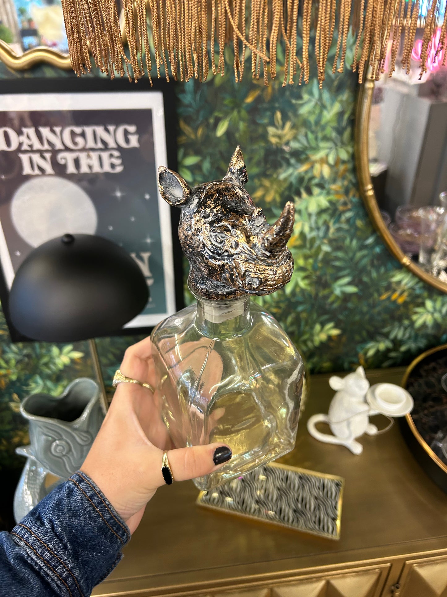 Rhino Head Glass Decanter