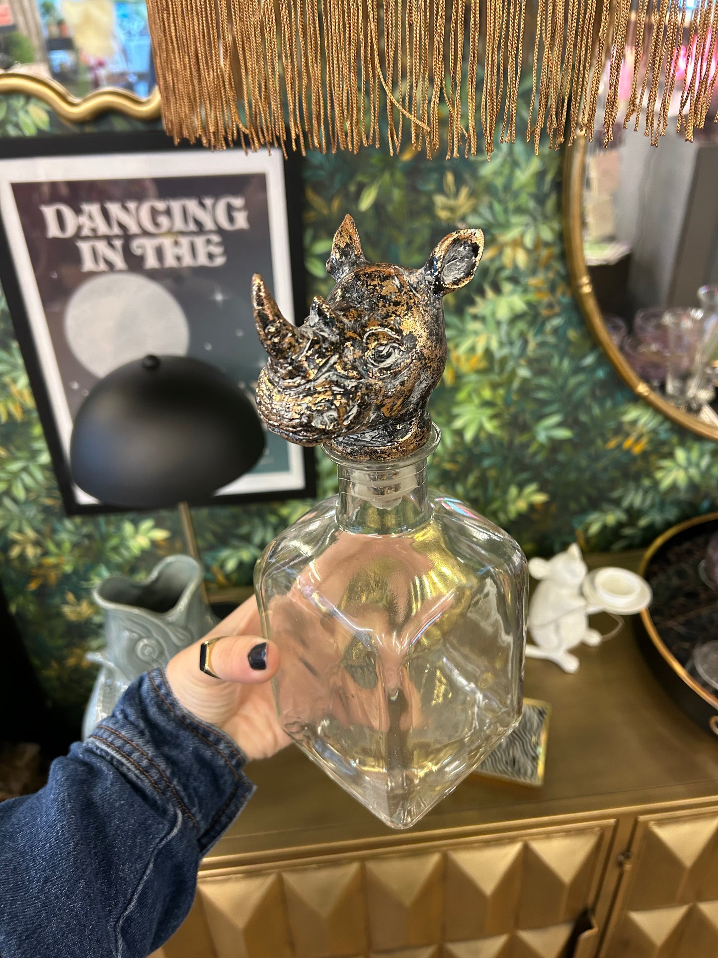 Rhino Head Glass Decanter