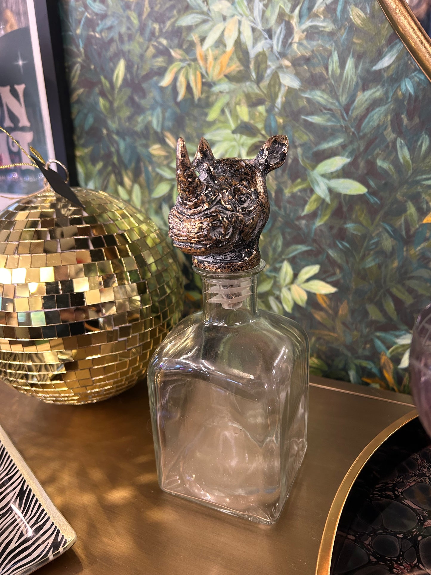 Rhino Head Glass Decanter