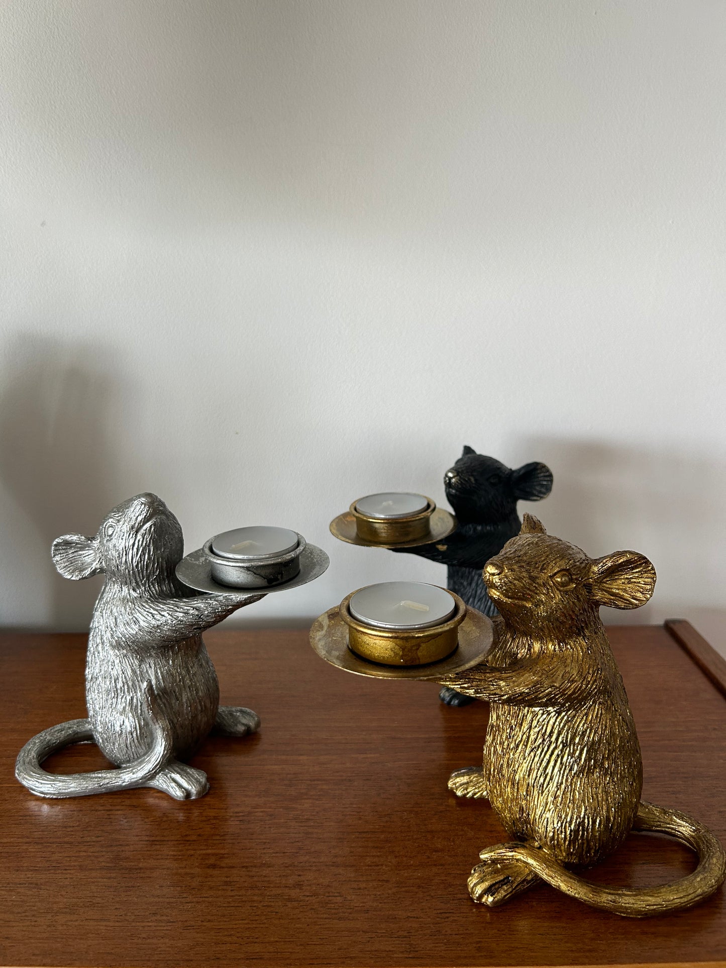 Black And Gold Mouse Candleholder
