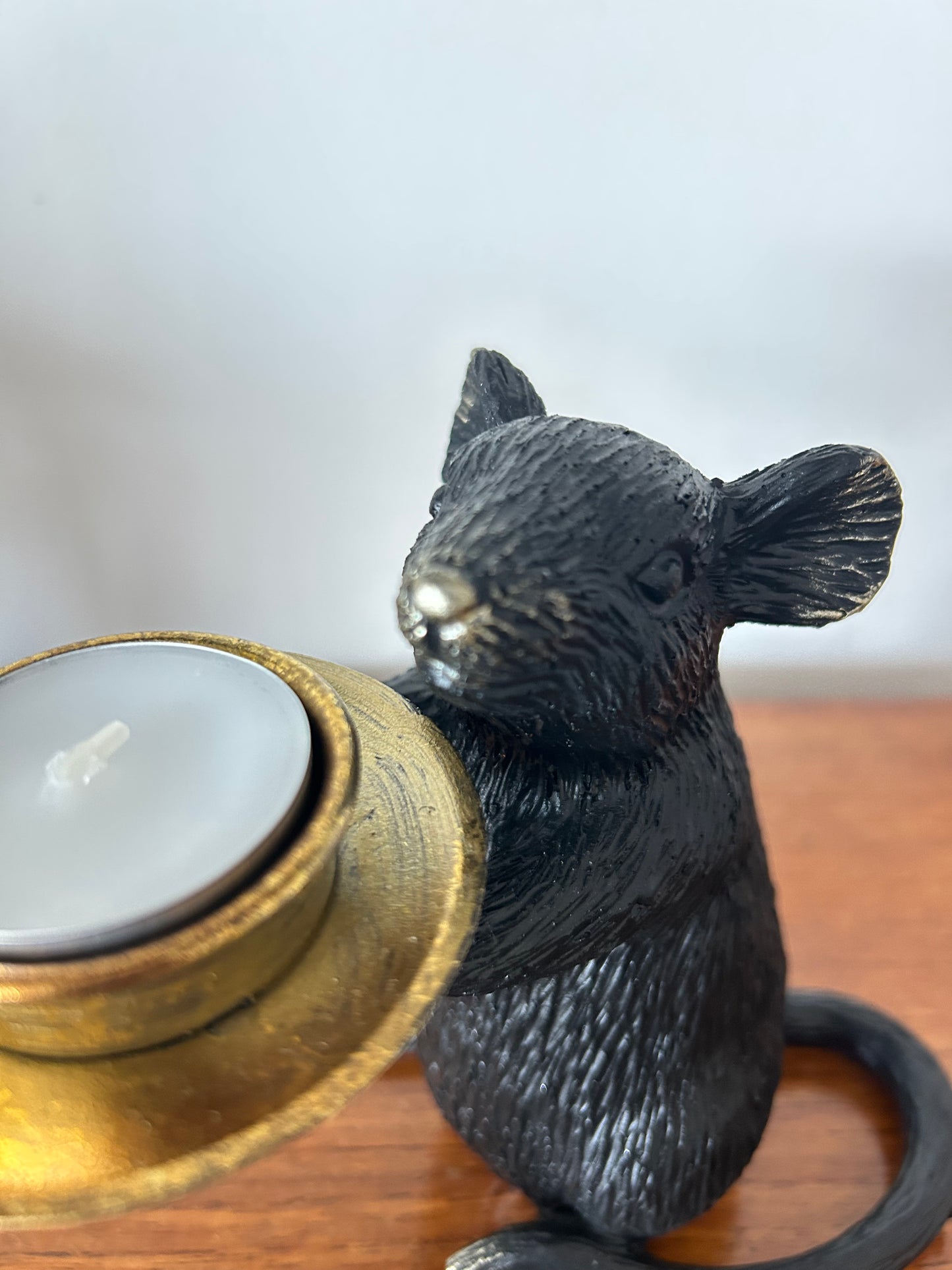 Black And Gold Mouse Candleholder