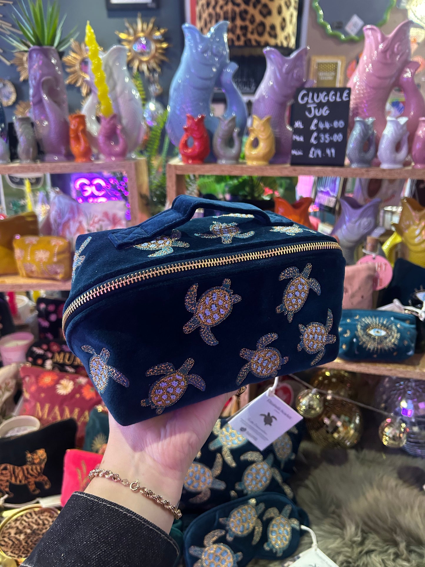 Elizabeth Scarlett Open Flat Make Up Bag - Turtle