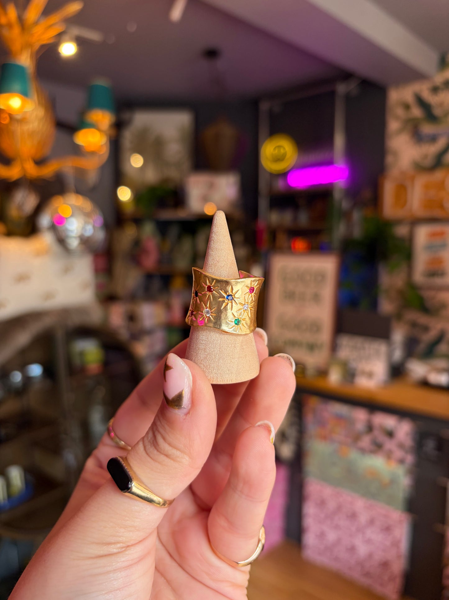 Thick Multi Gemstone Ring