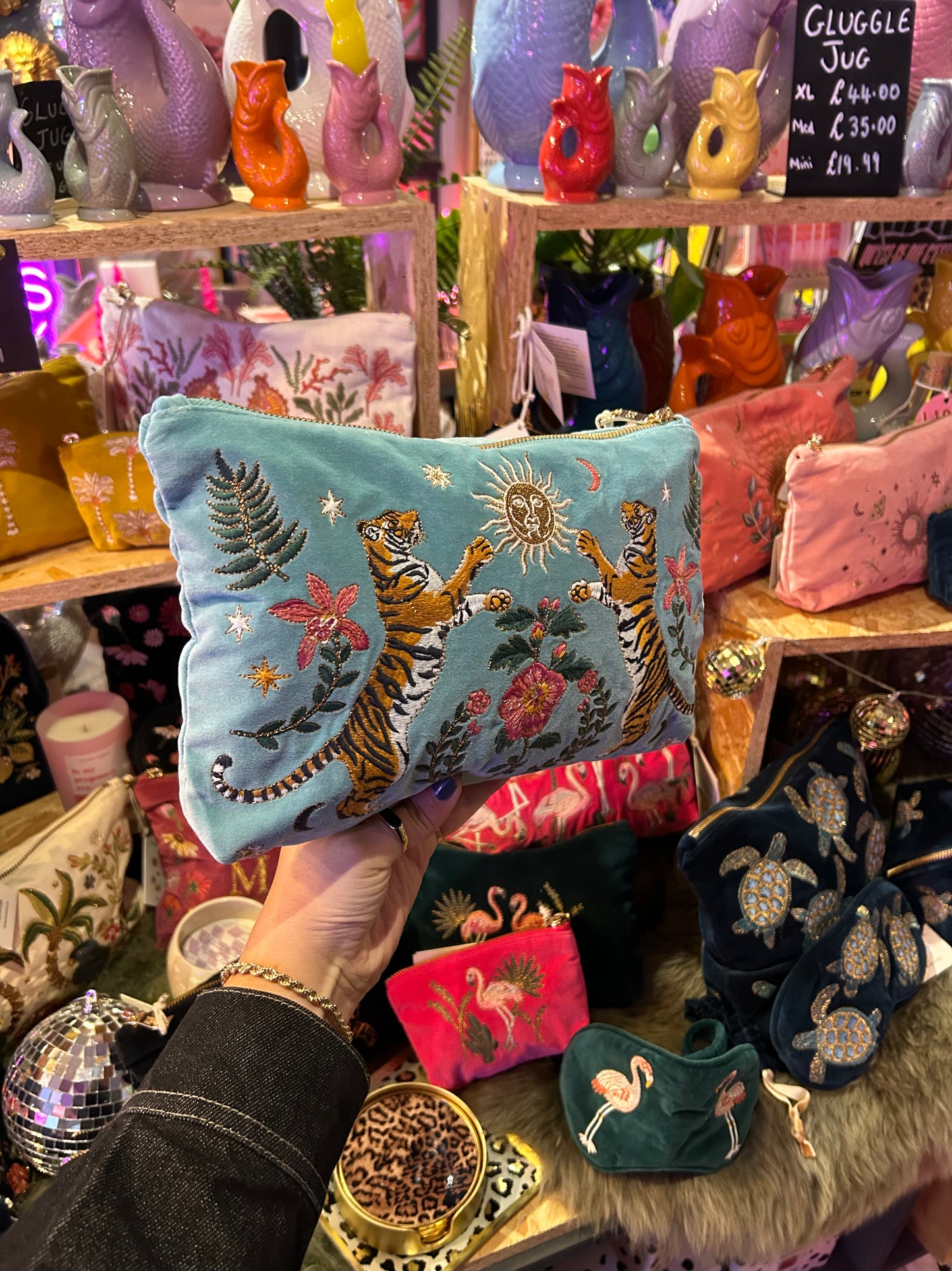 Elizabeth Scarlett Teal Celestial Tiger Everyday Pouch