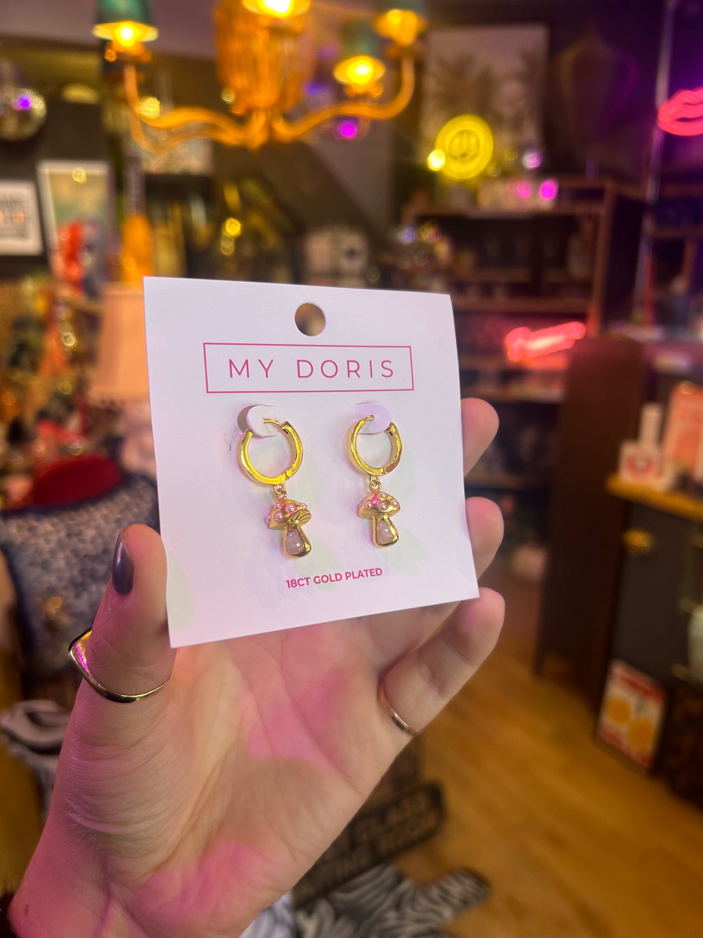 Gold Mushroom Earrings