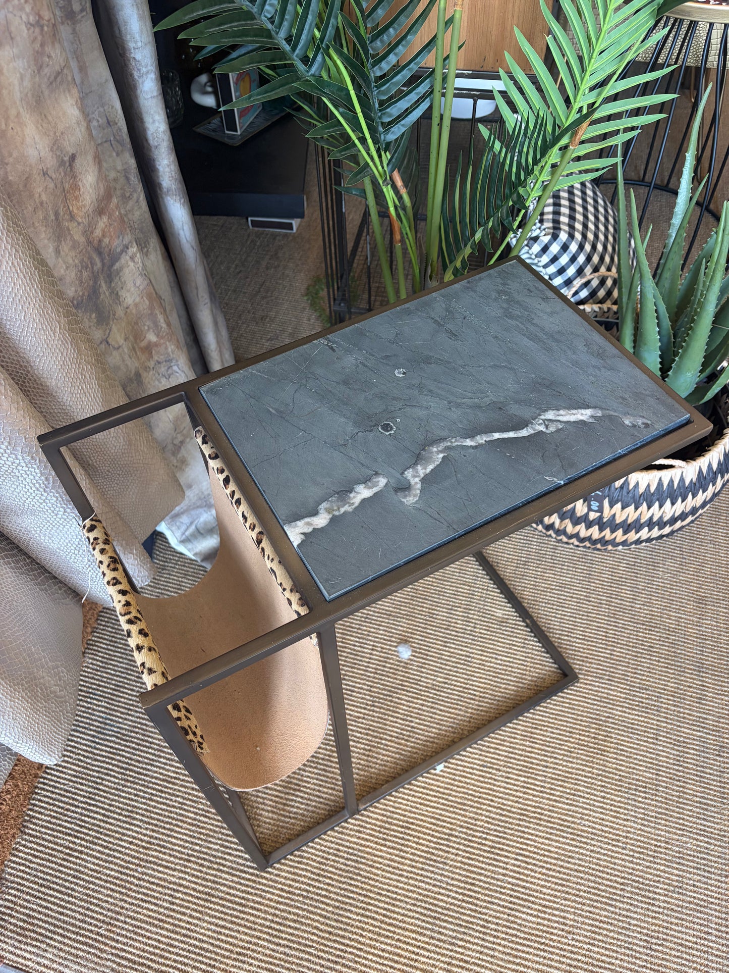 Leopard and Marble Sofa Table