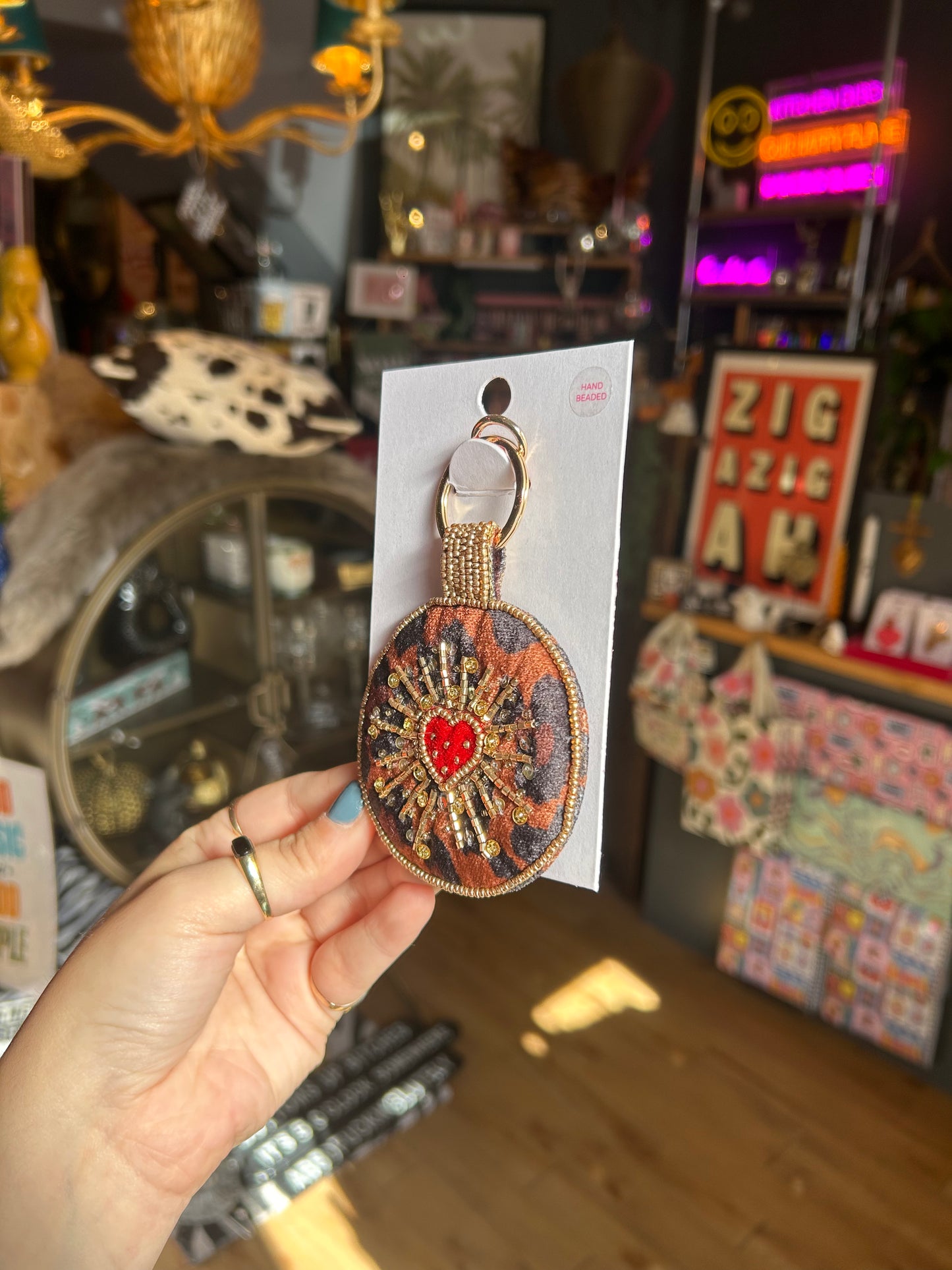 Leopard Heart Keyring/Bag Charm