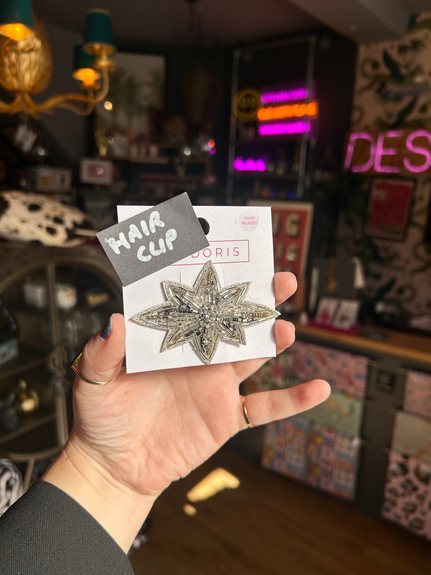 Large Silver Star Hair Clip