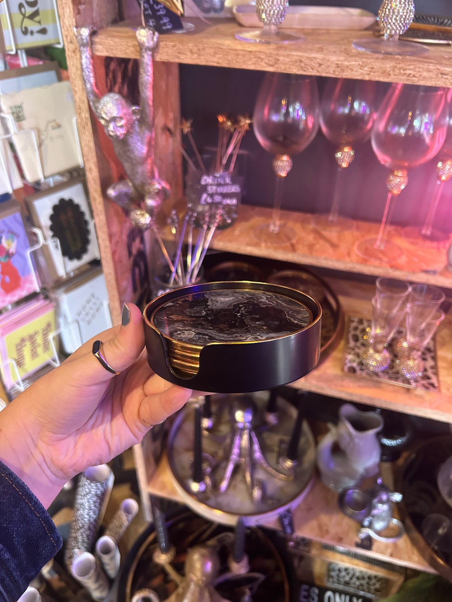 Grey Marbled Coasters - Set of 4