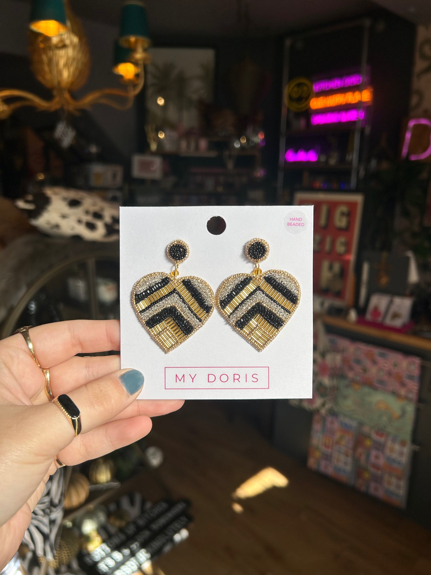 Chevron Heart Earrings
