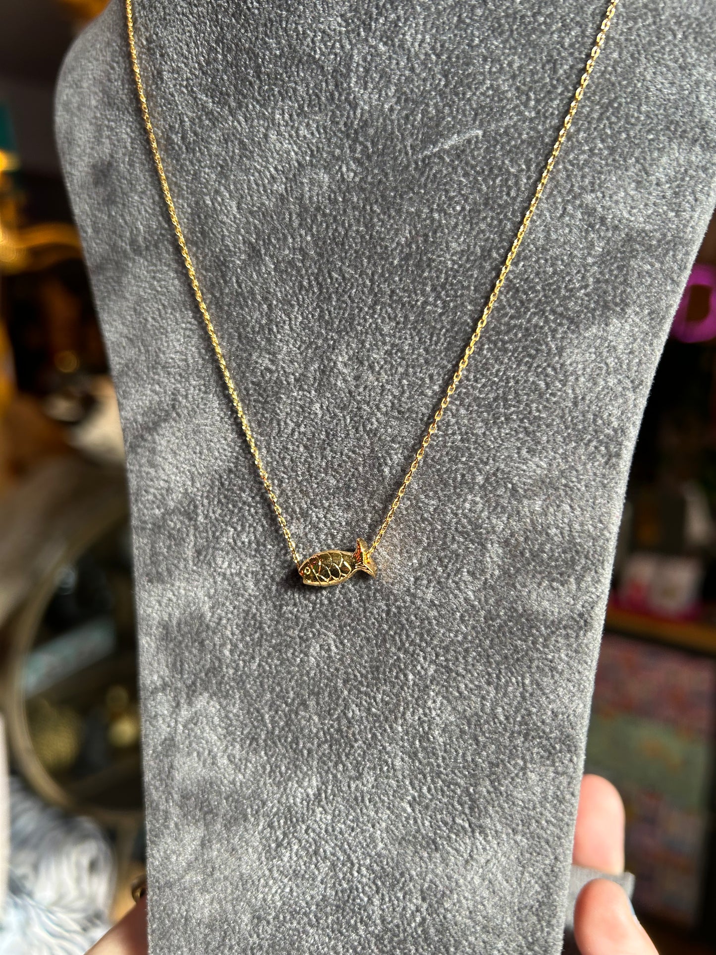 Small Gold Fish Necklace