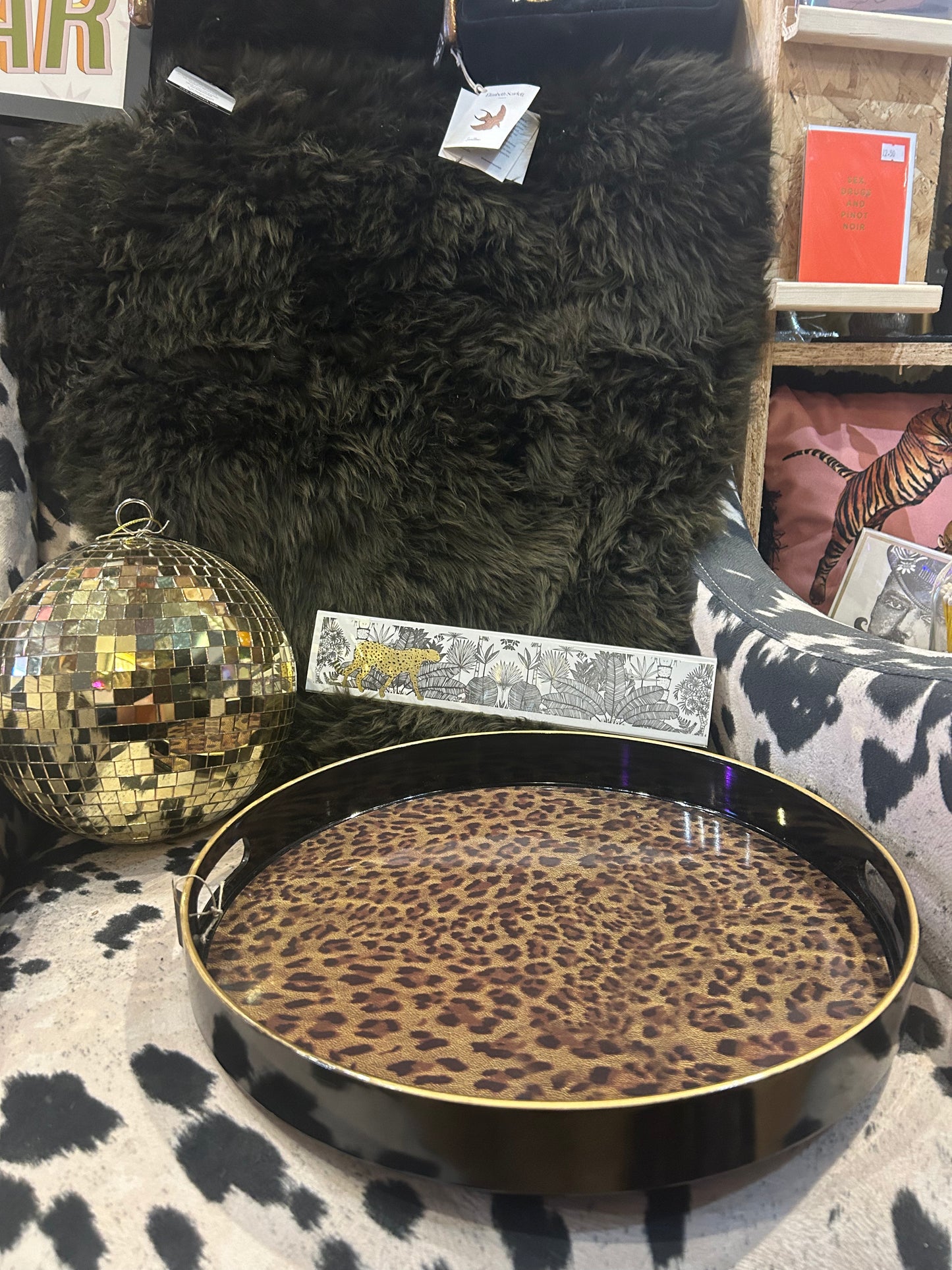 Round Leopard Tray