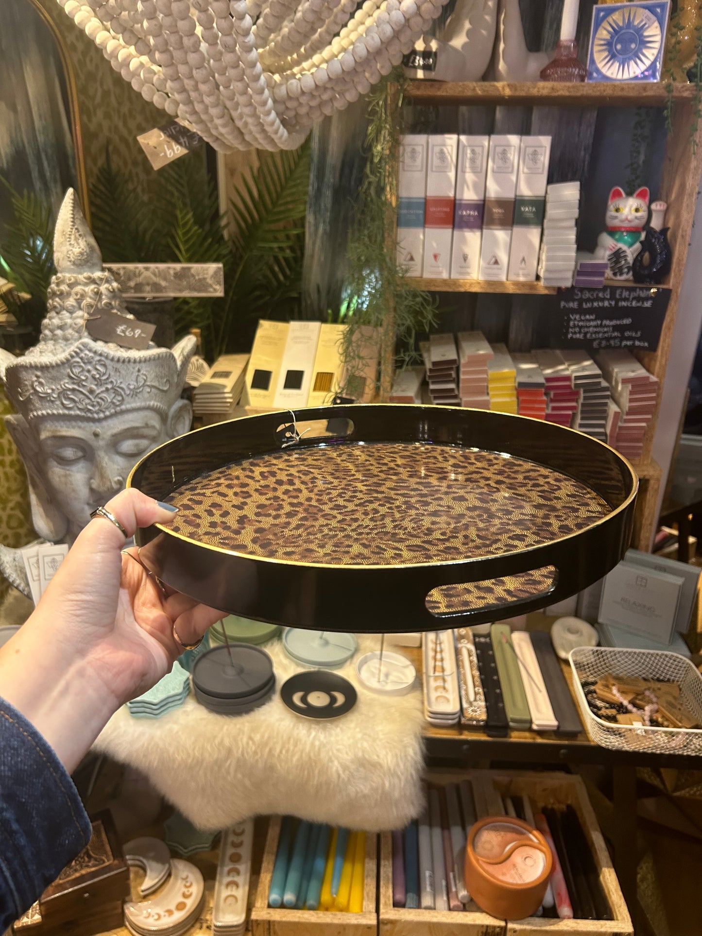 Round Leopard Tray