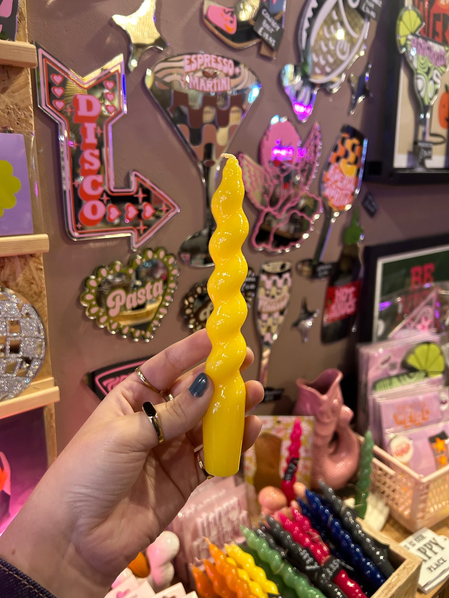 Yellow Spiral Dinner Candle