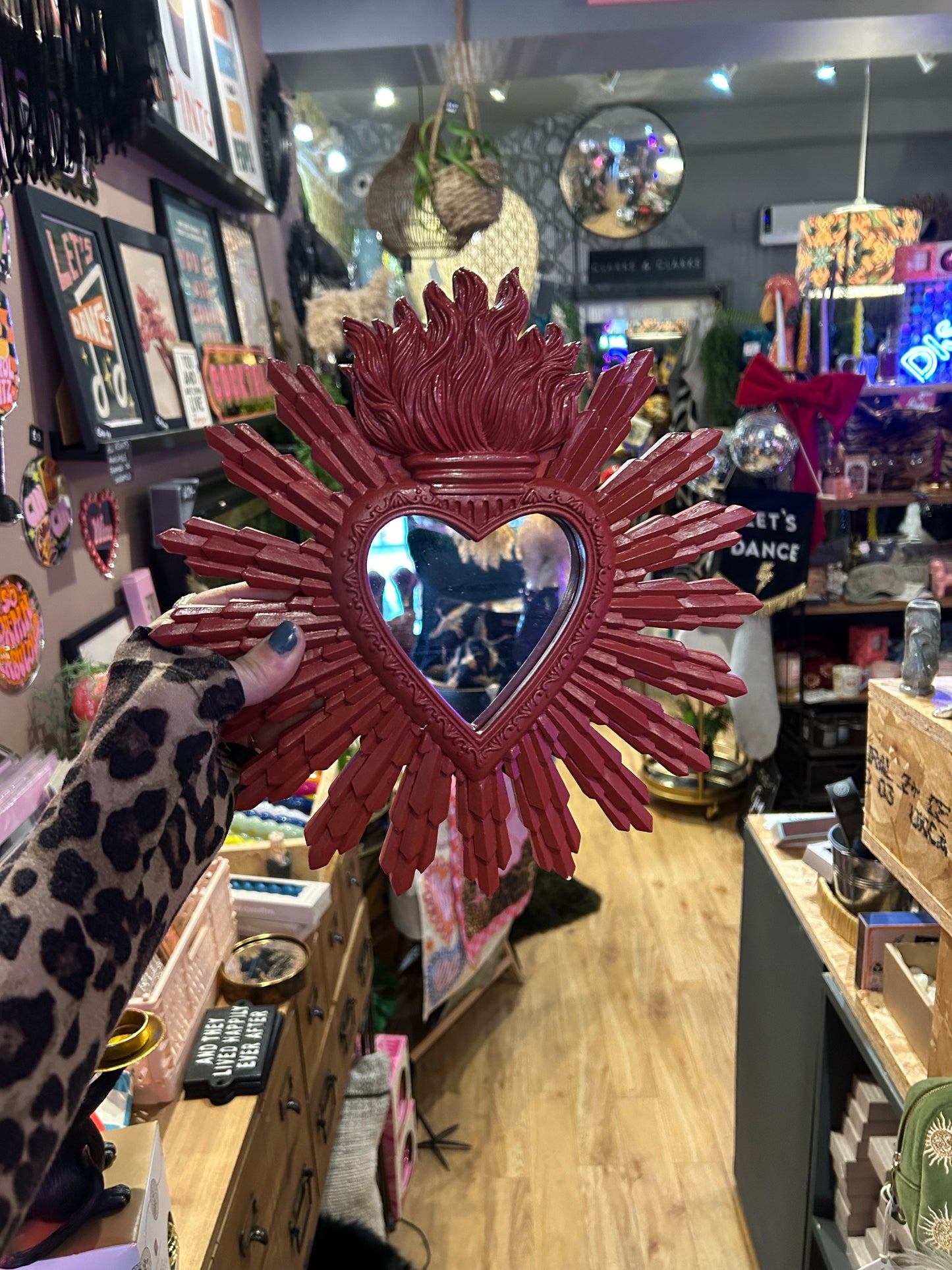 Red Ex-Voto Heart Mirror