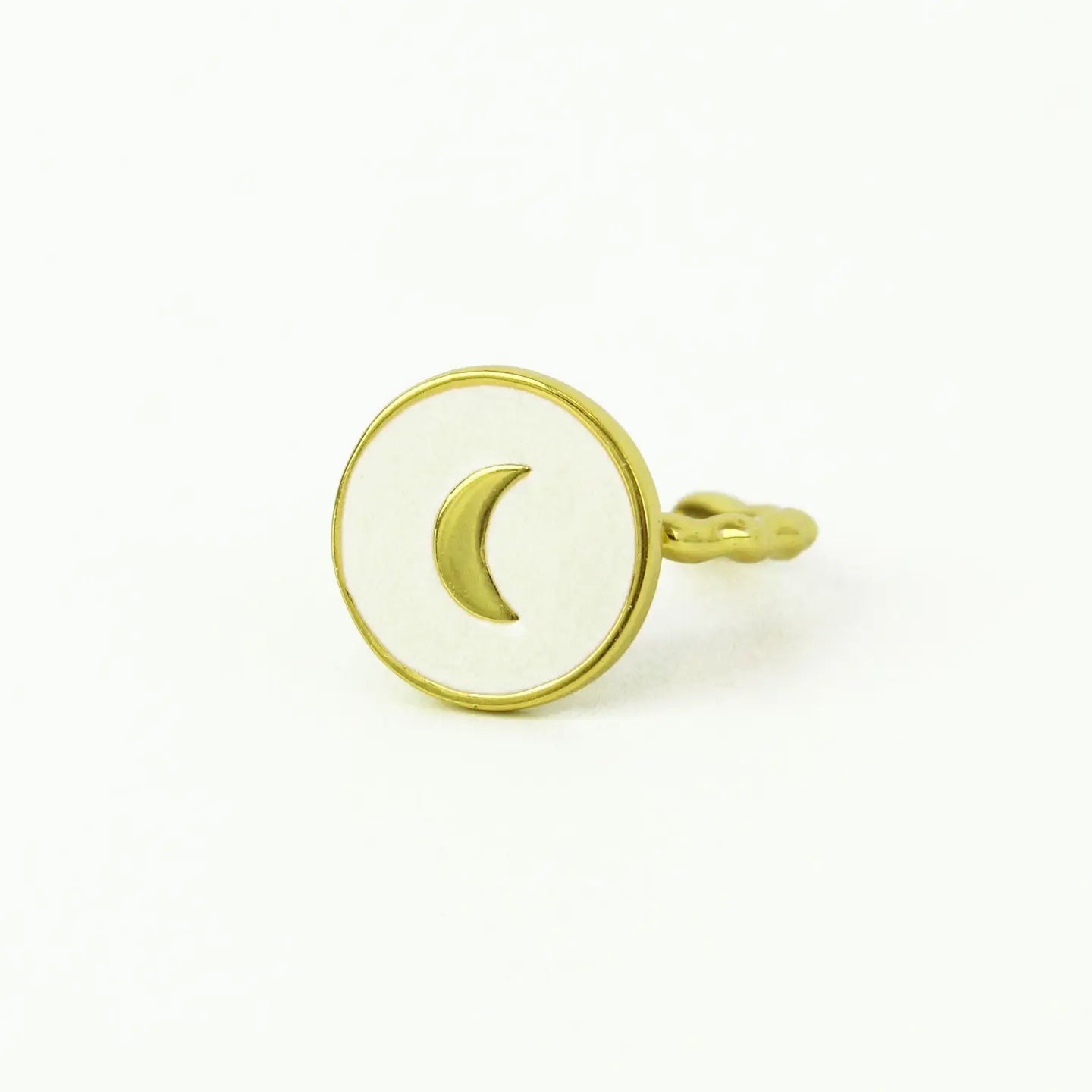My Doris White Enamel Moon Ring