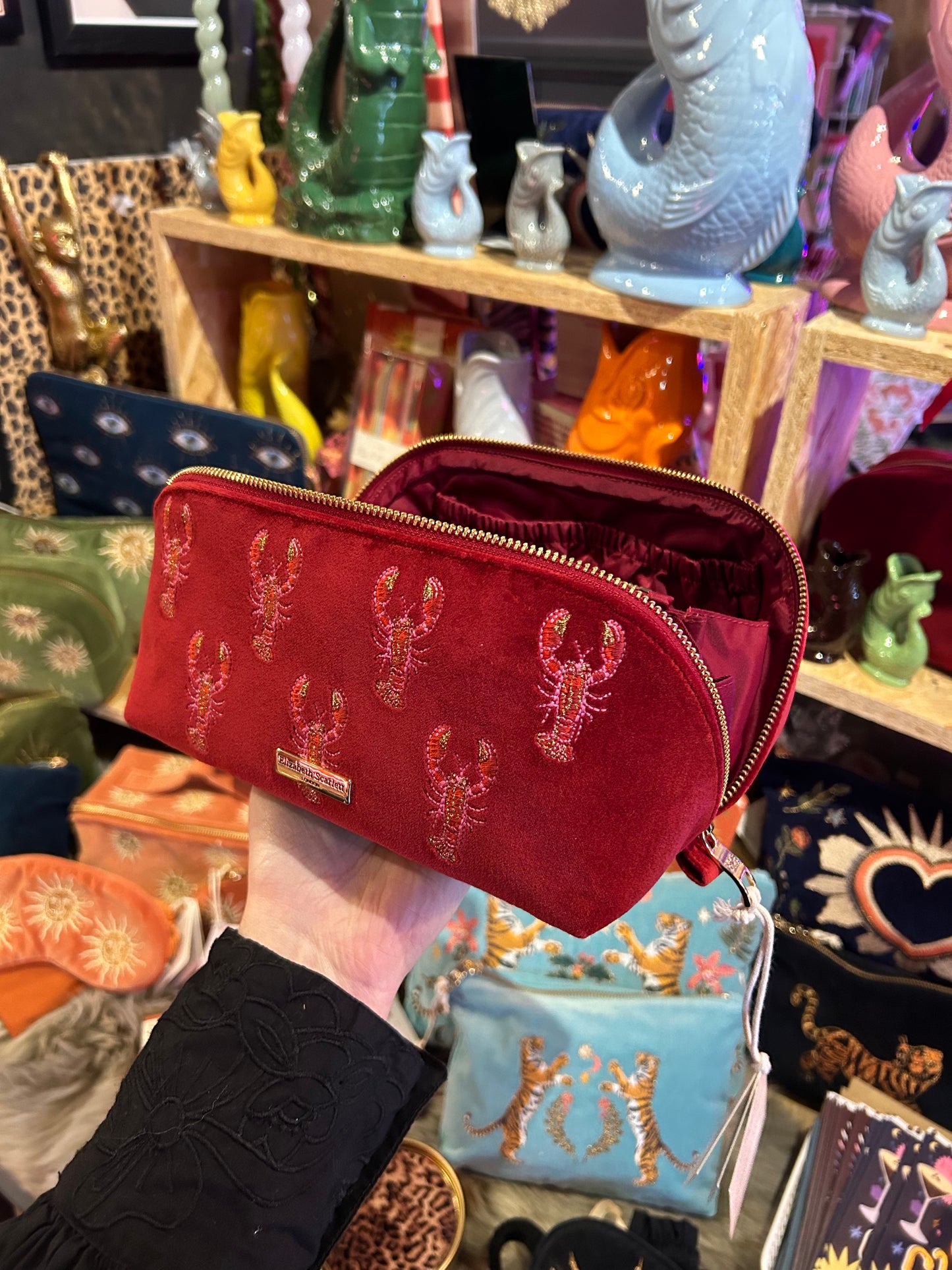 Elizabeth Scarlett Lobster Open Flat Makeup Bag