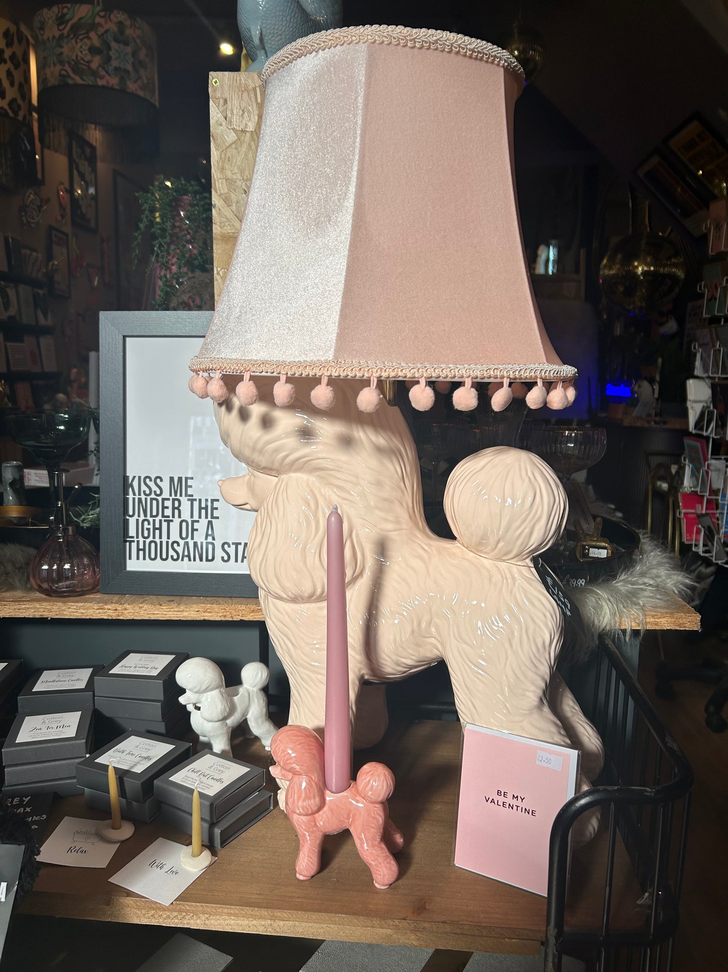 Pink poodle table lamp