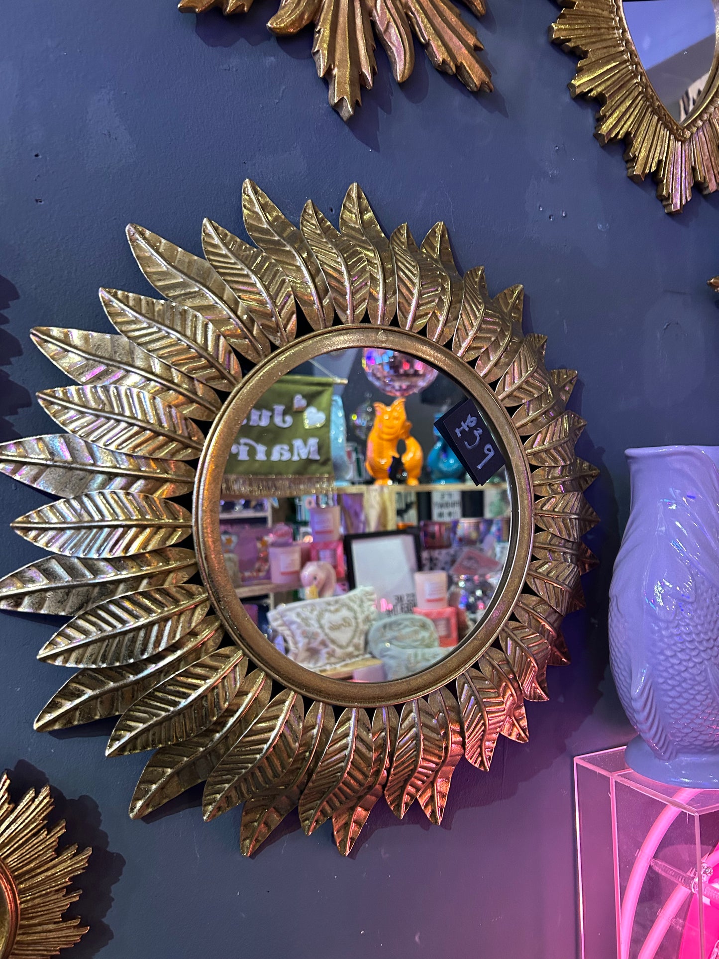 Gold Leaf Sun Mirror