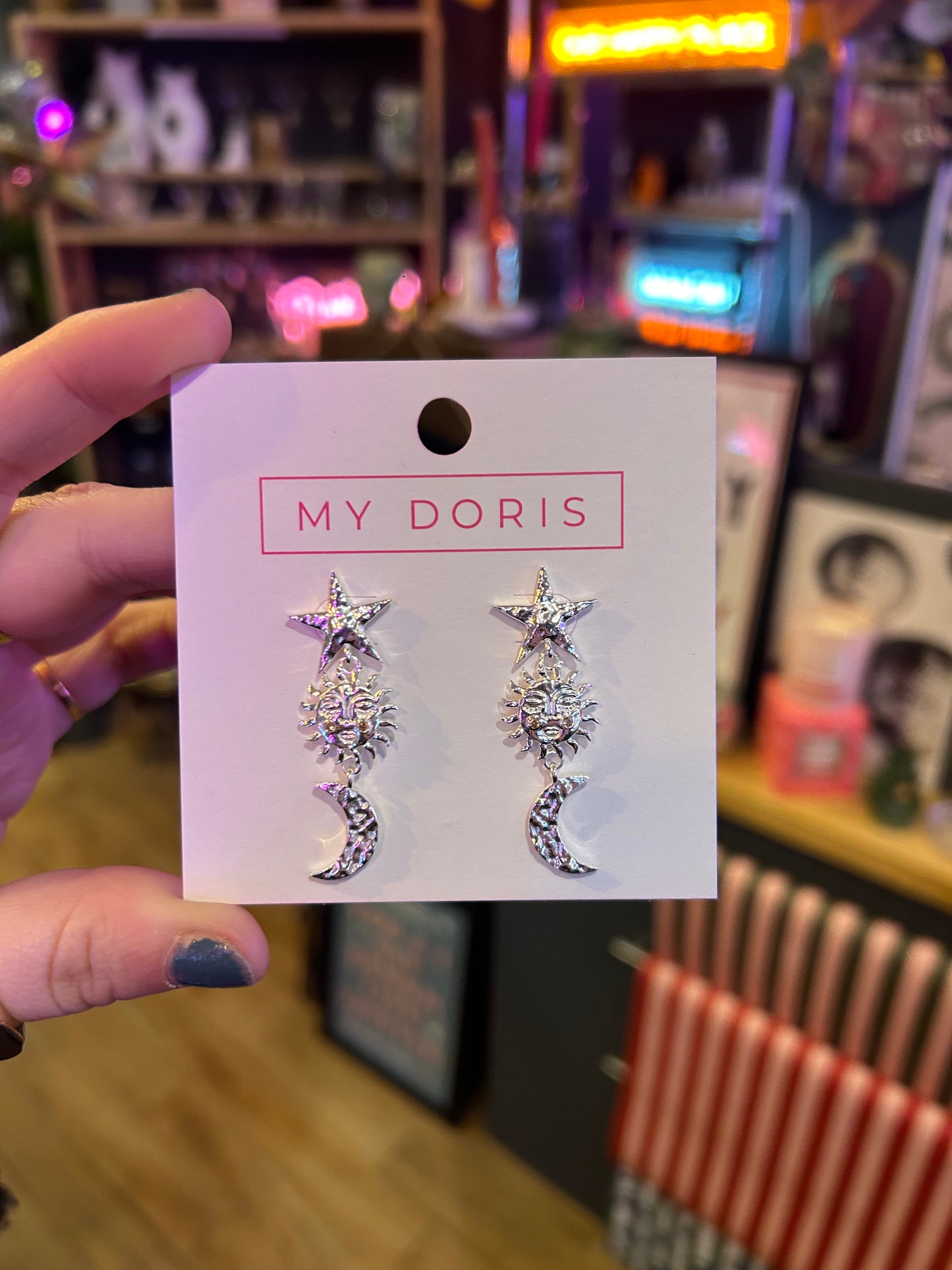 Sun and Moon Silver Earrings