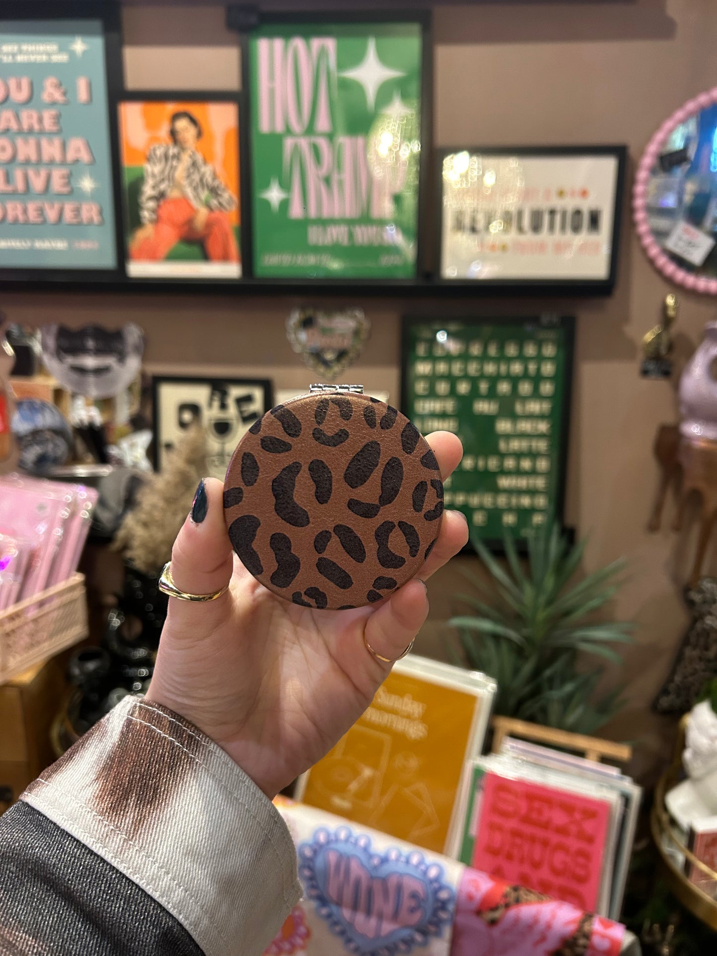 Leopard Print Compact Mirror