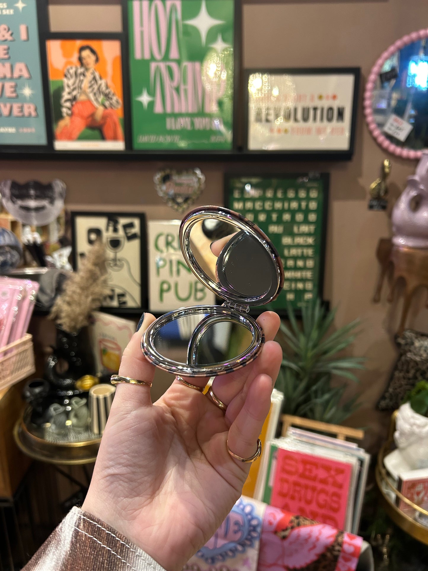 Leopard Print Compact Mirror