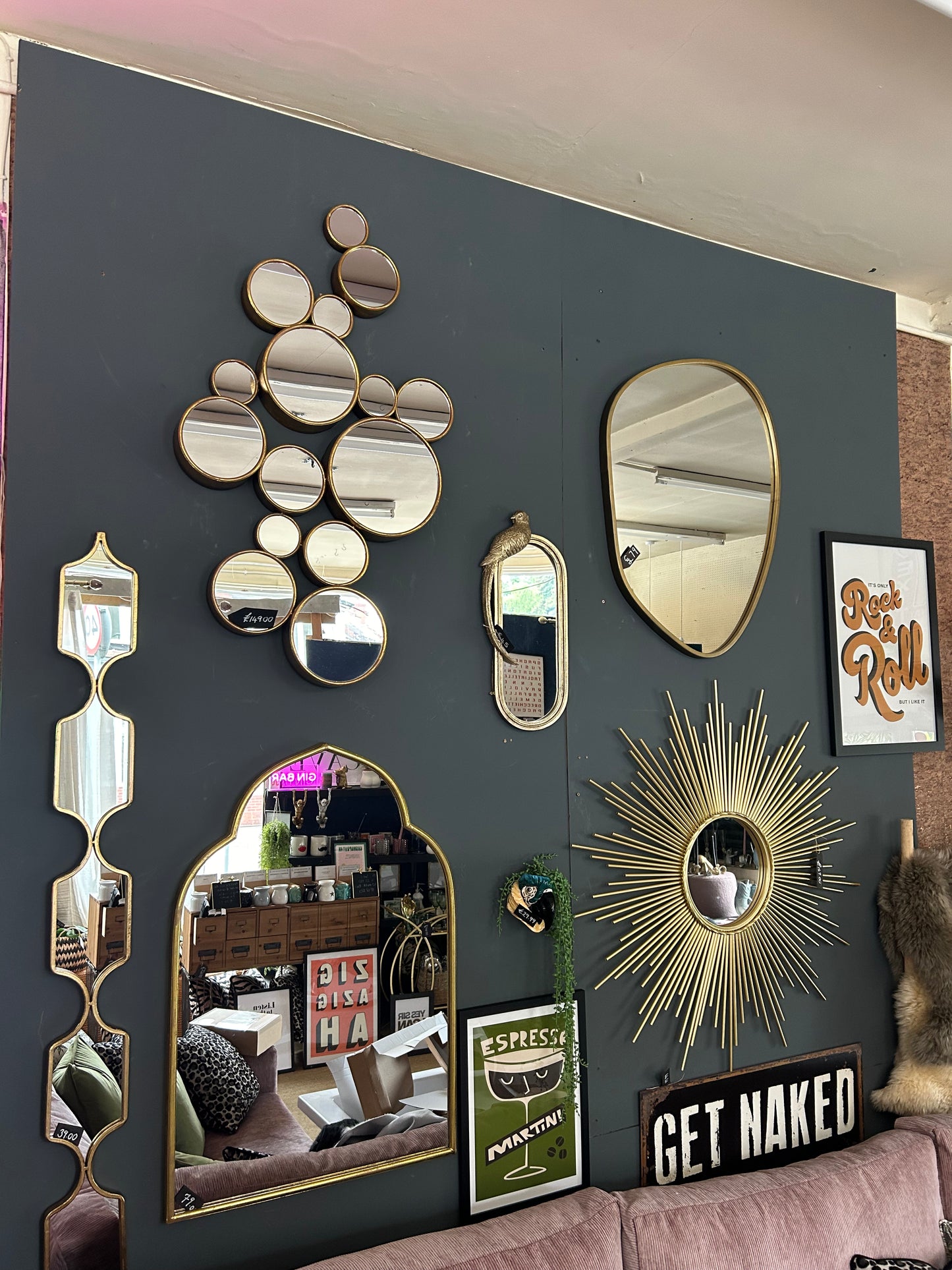 Gold art deco circles mirror