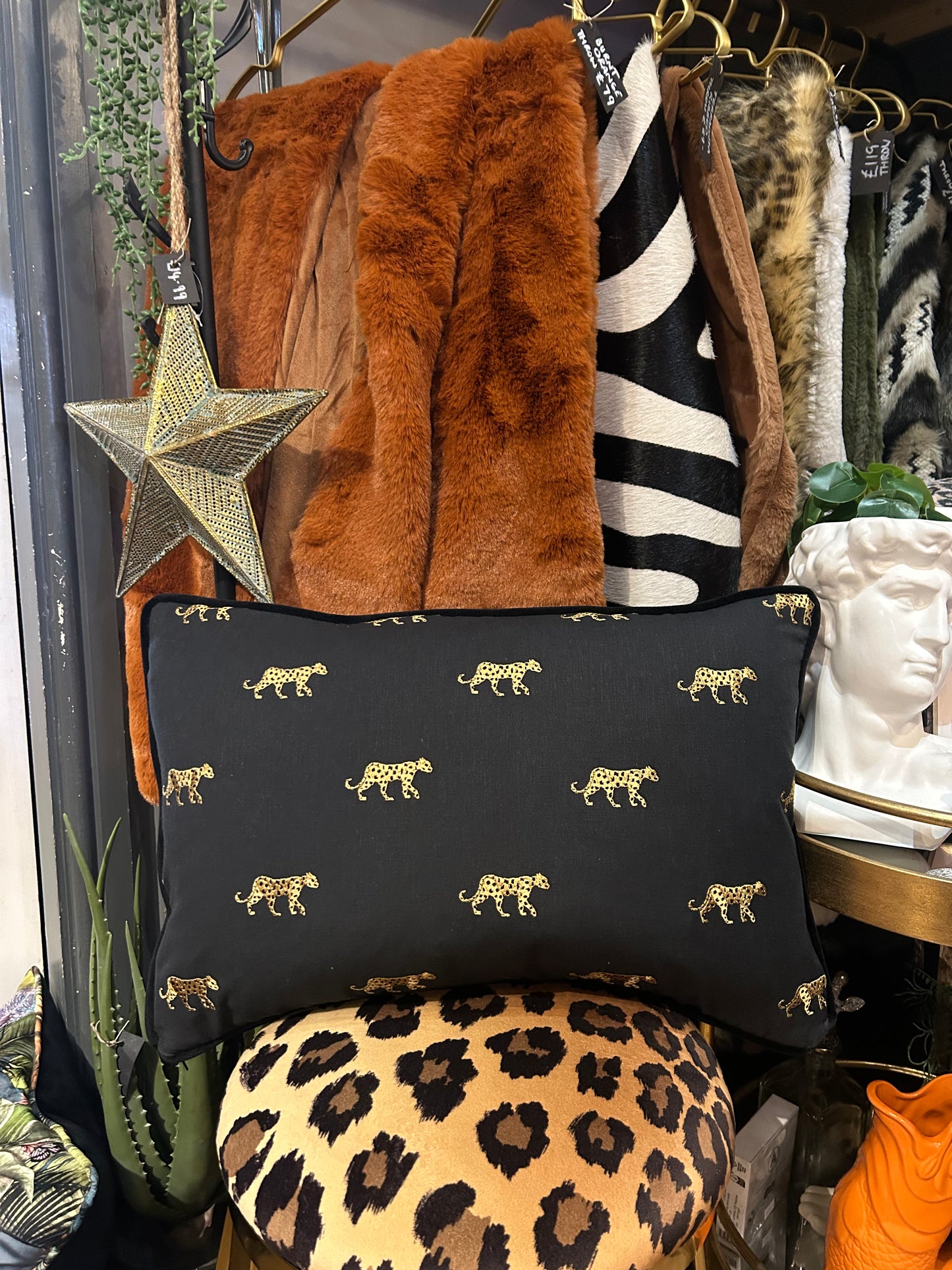 Dark Grey Cheetah Cushion