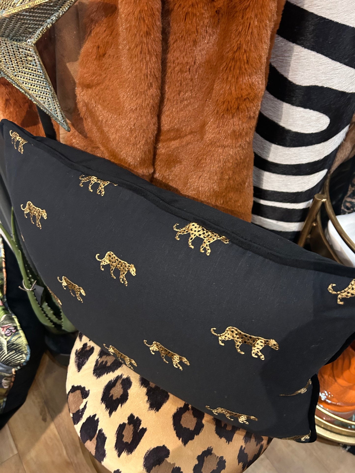 Dark Grey Cheetah Cushion