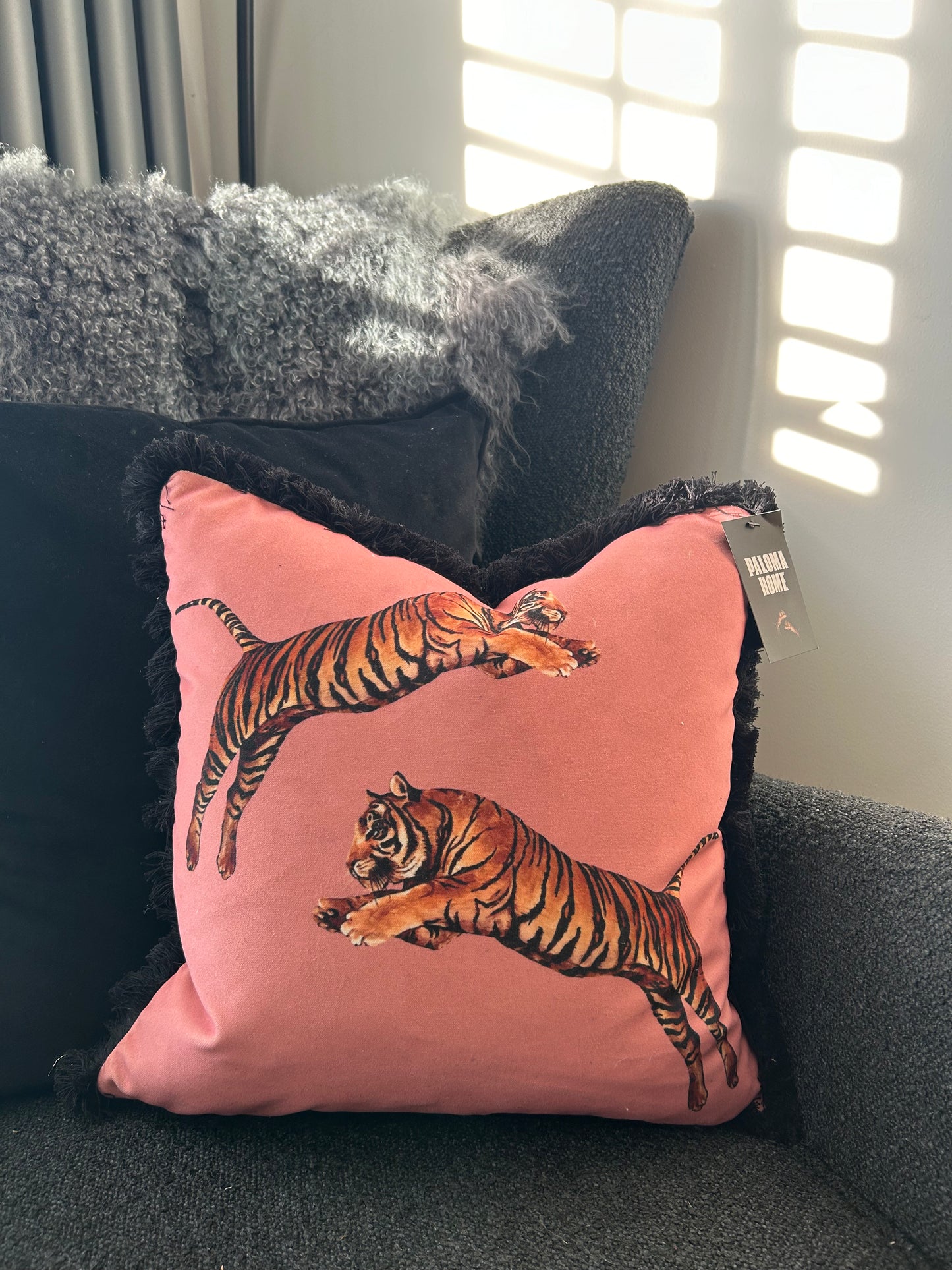 Paloma Home - Pink Pouncing Tiger cushion