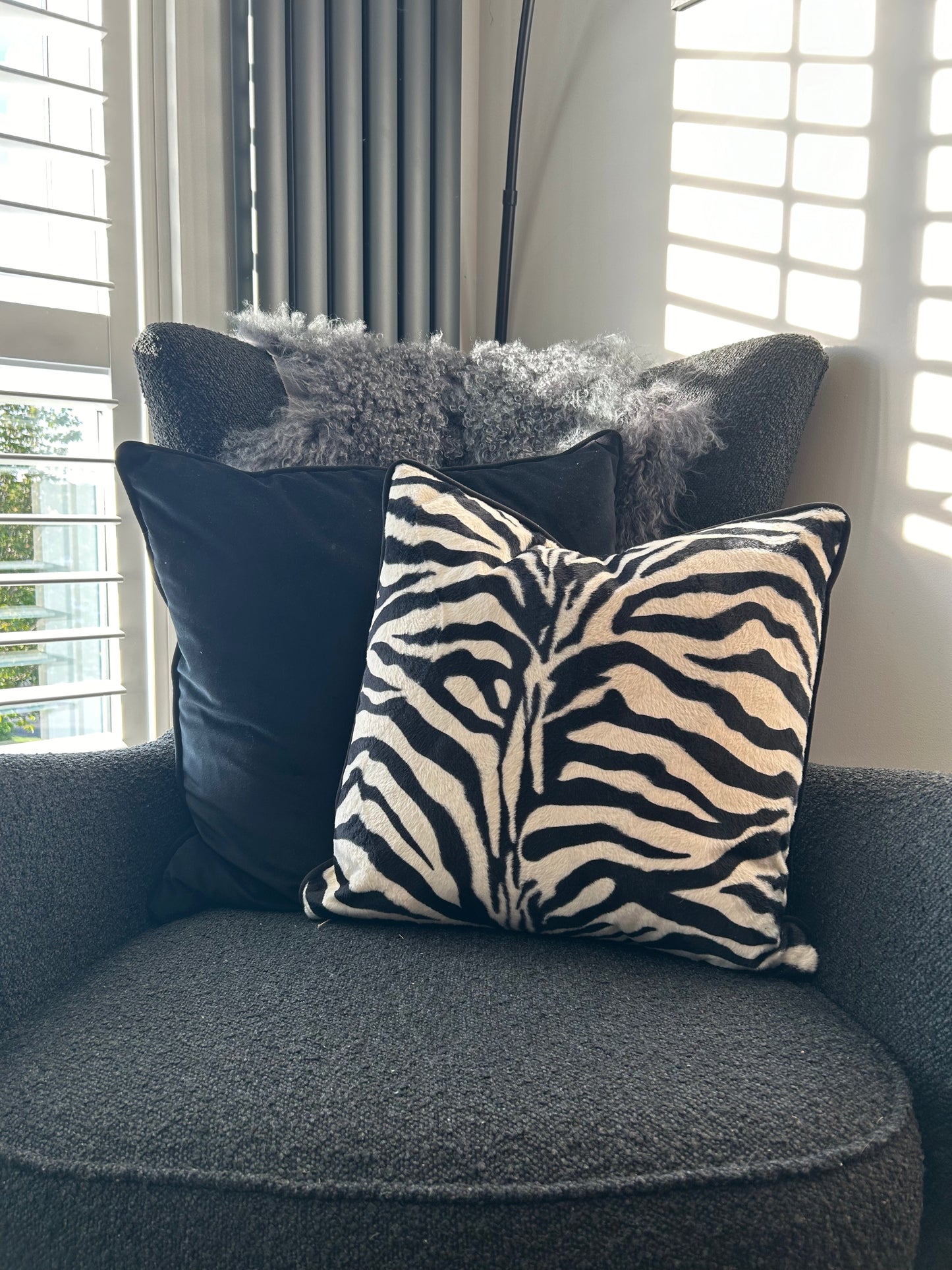 White Base Zebra Scatter cushion