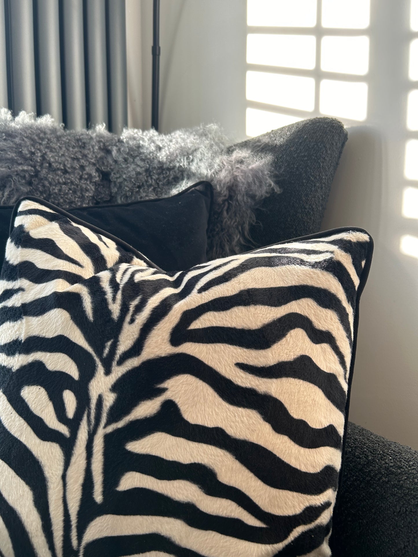 White Base Zebra Scatter cushion