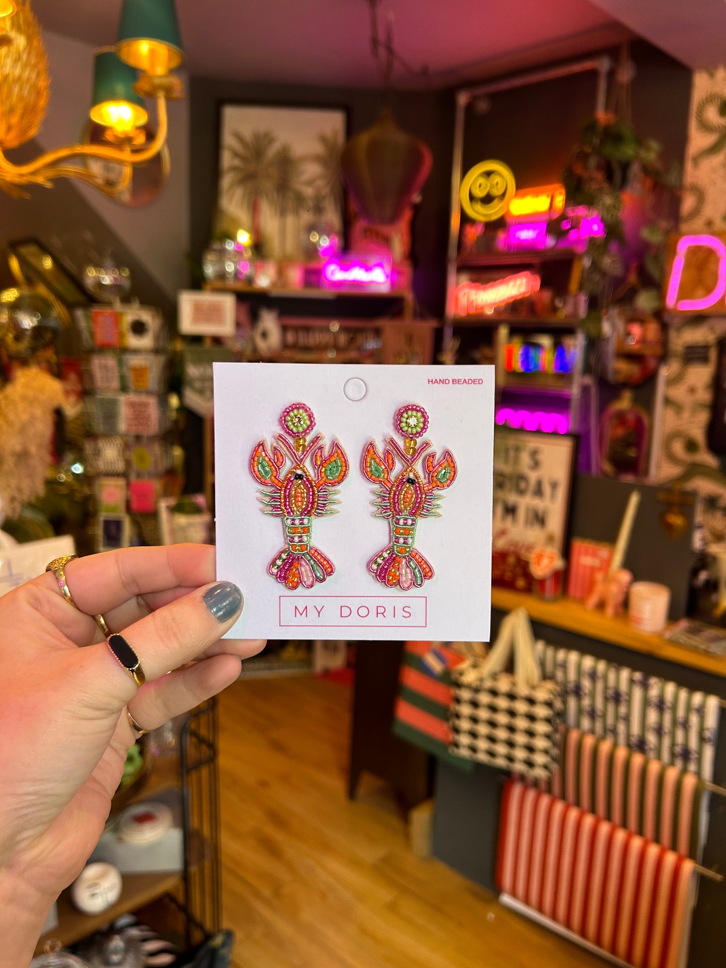 Lobster Beaded Earrings