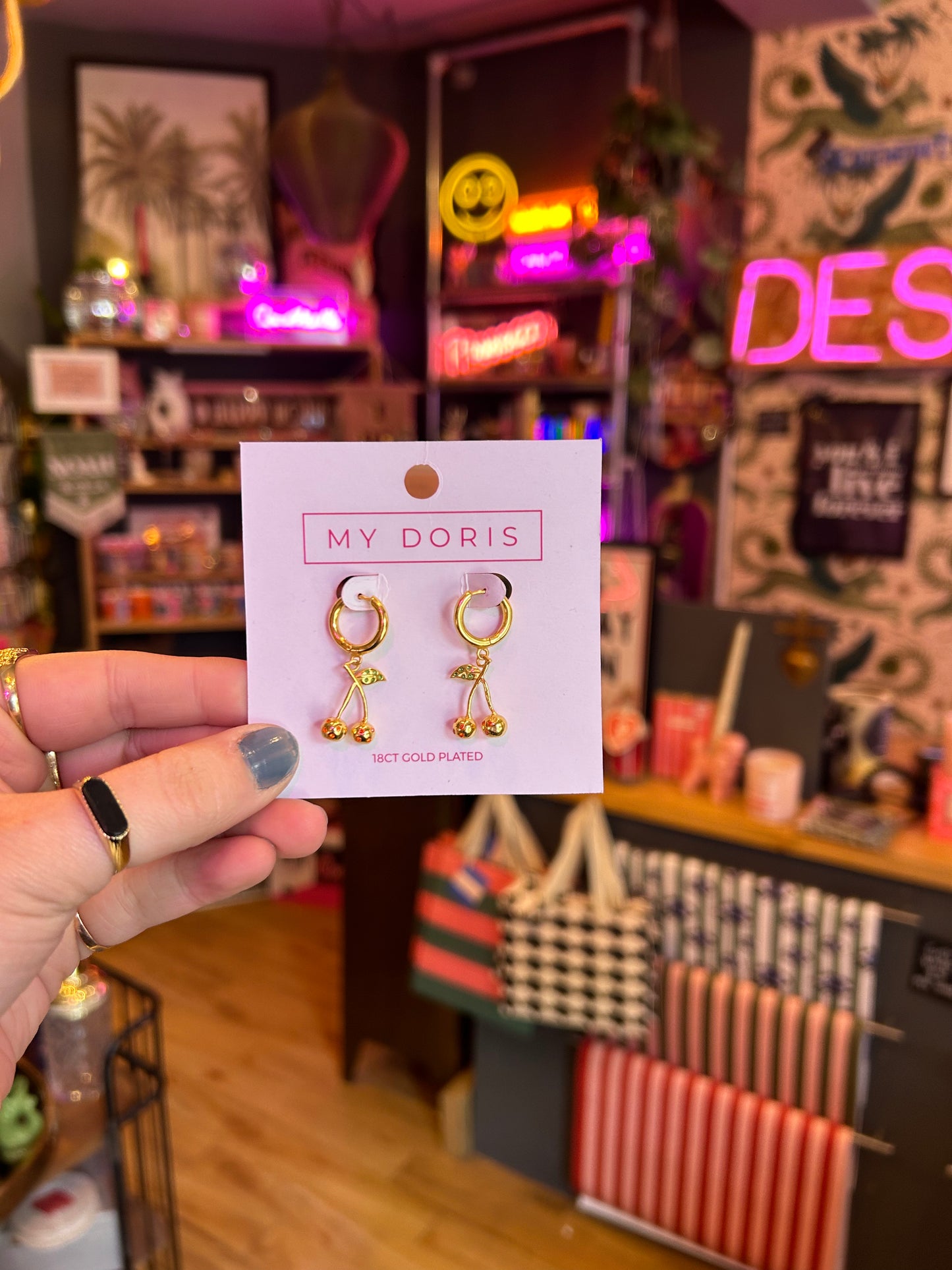 Gold Cherry Hoops