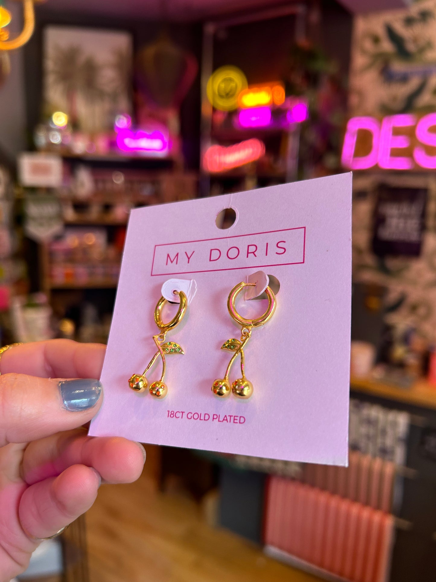Gold Cherry Hoops